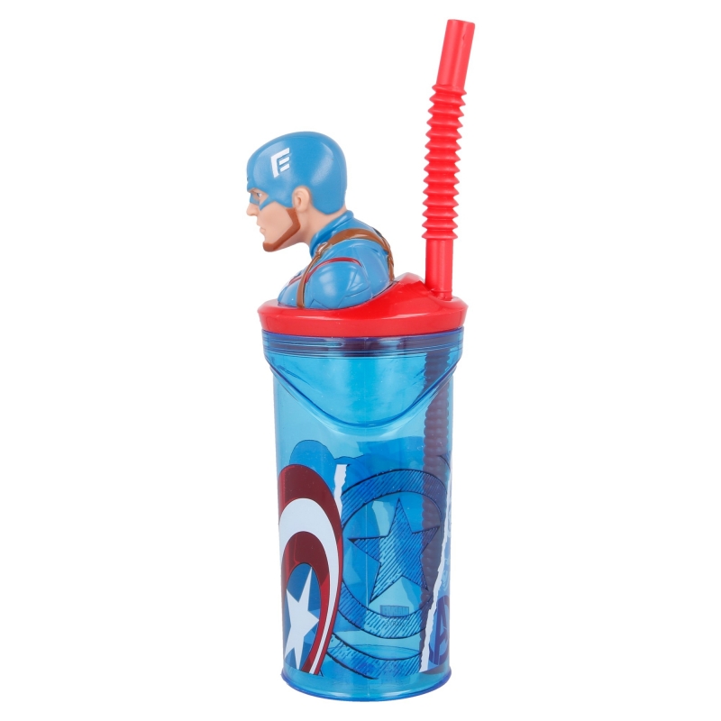 Stor Küchenutensilien Marvel: Captain America - 3D Trinkbecher mit Strohhalm 360ml