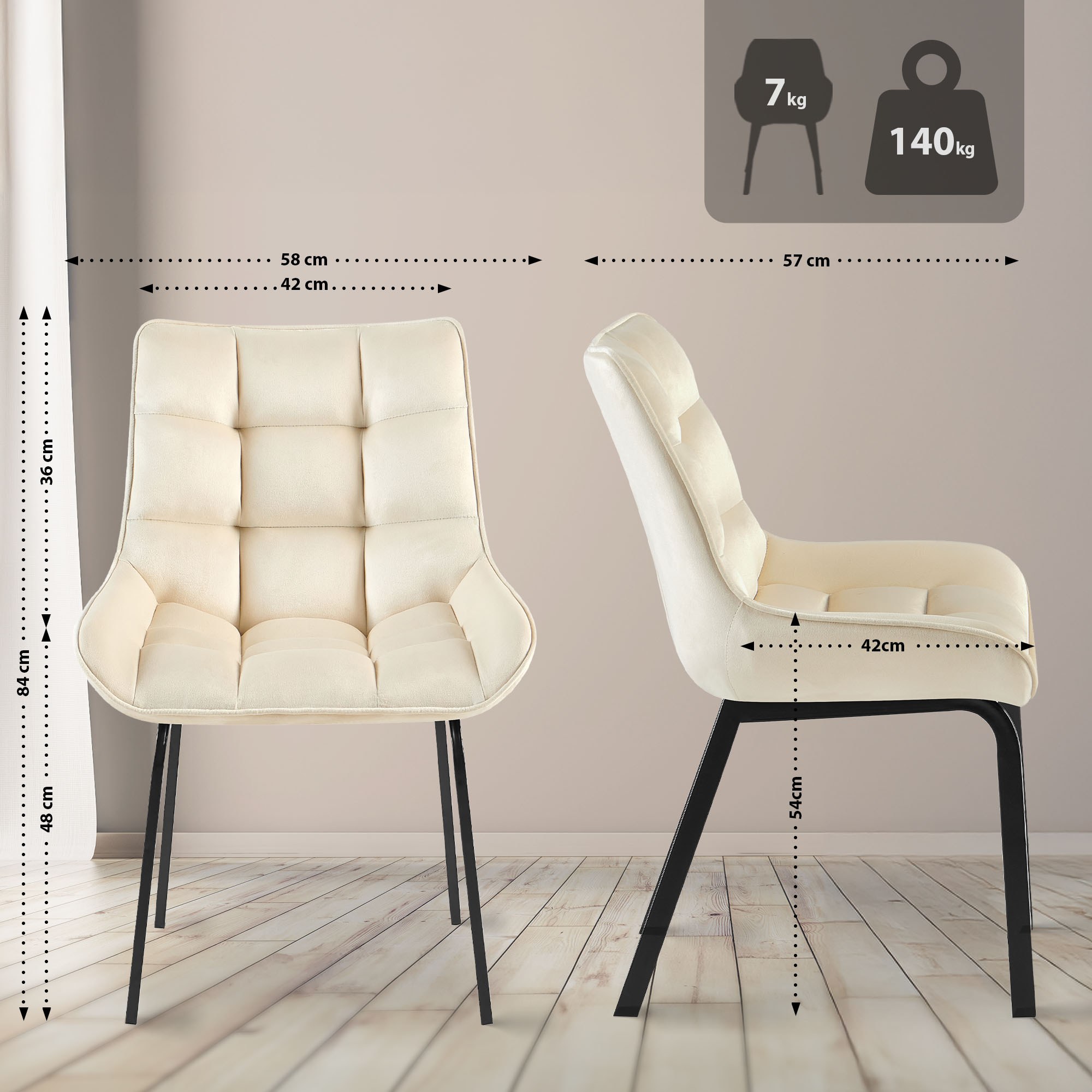 2er Set Stuhl Saranda Samt