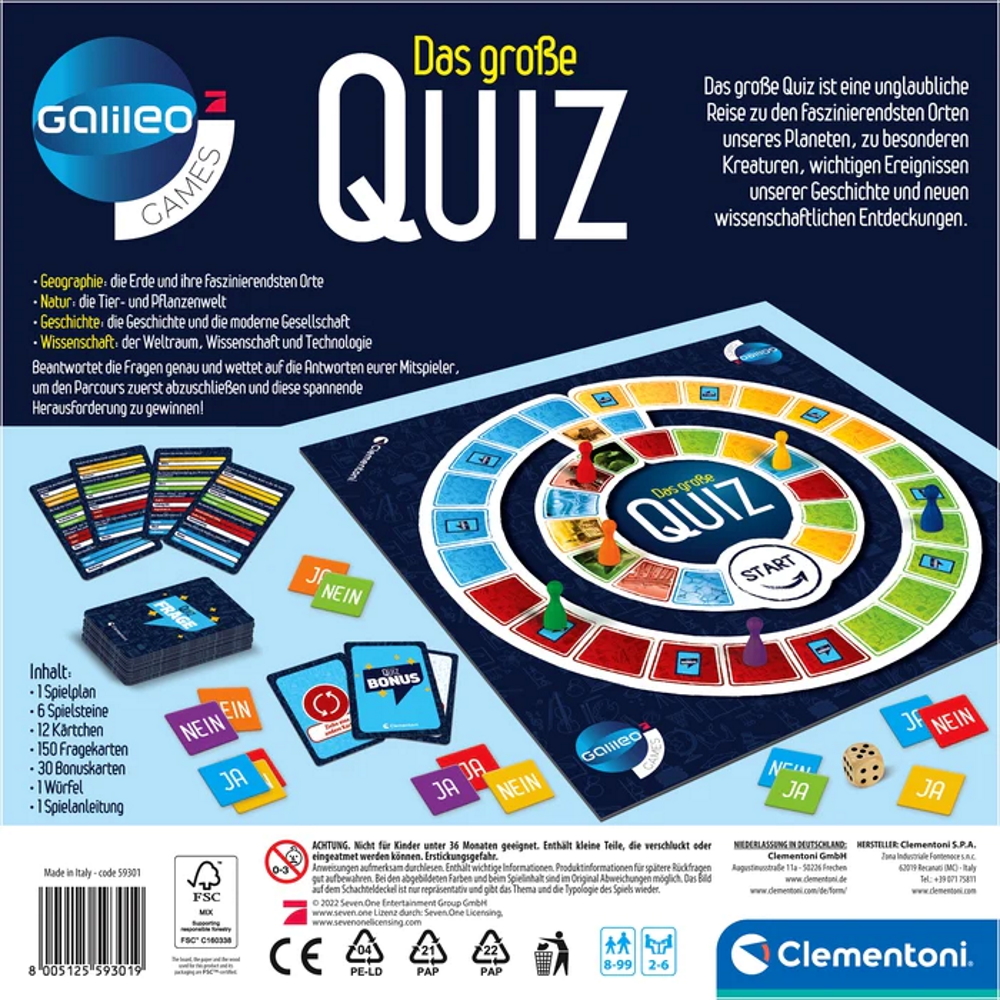 Clementoni Büro- und Schulbedarf Clementoni 59301 - Galileo - Das große Quiz - Galileo Games