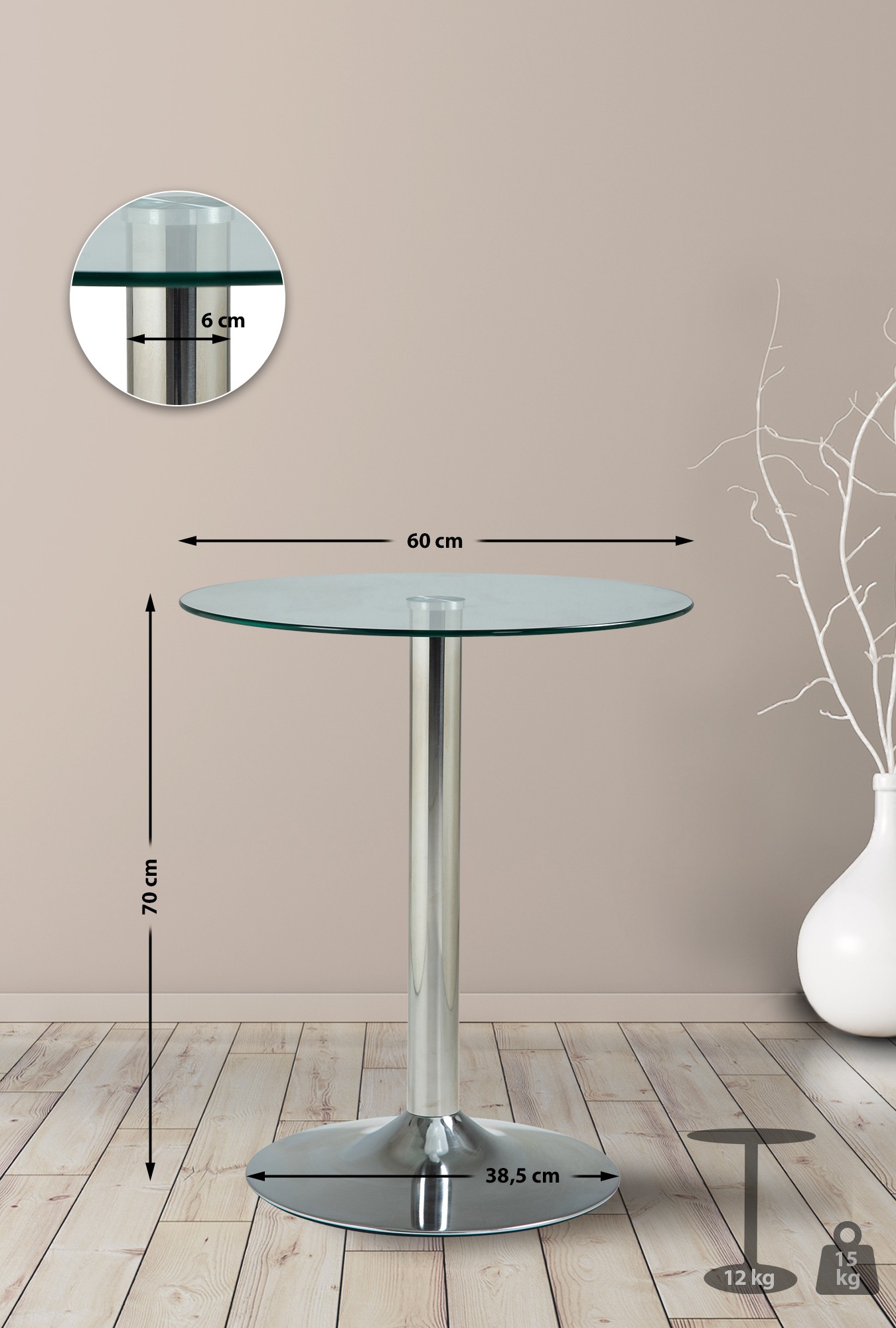 Glastisch 70 cm