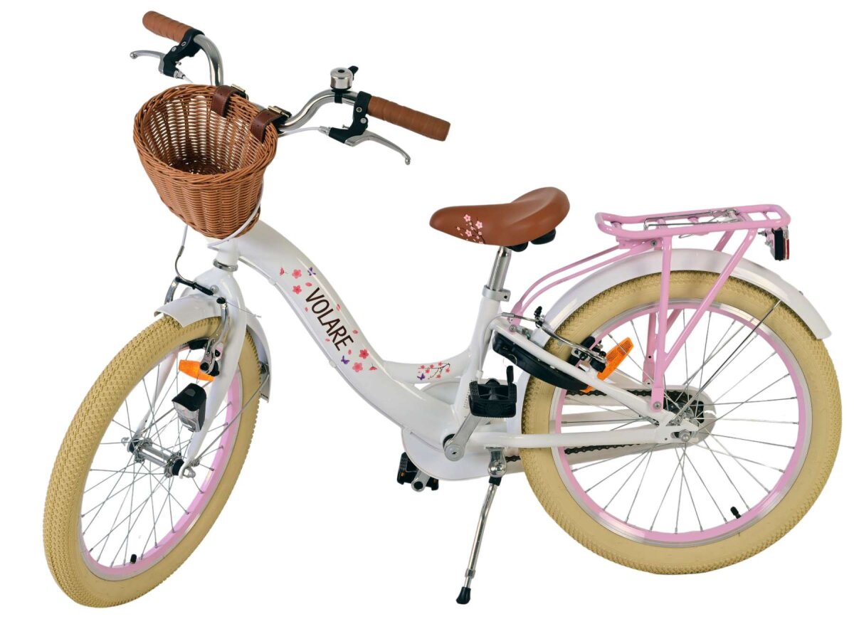 Volare Blossom Kinderfahrrad für Mädchen - 20 Zoll - Weiß mit Handbremsen