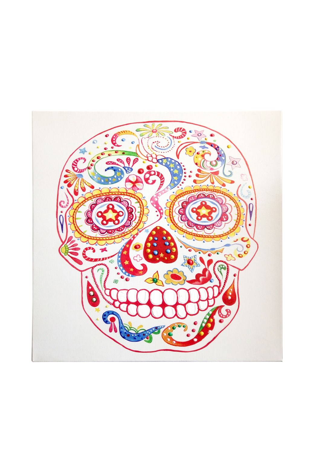 Bunter Totenkopf-Wandbild 90 x 90 cm