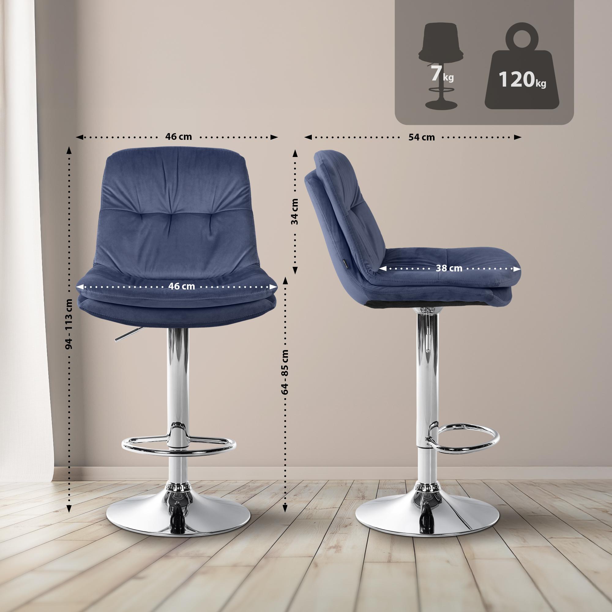 Barhocker Laurel Samt chrom