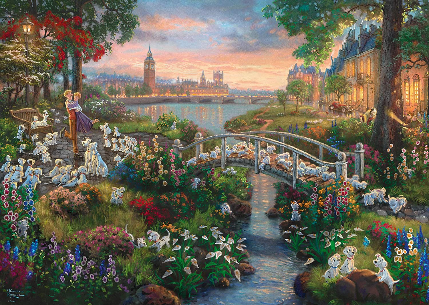 Schmidt Spiele GmbH Puzzles Disney, 101 Dalmatiner  - 1000 Teile Puzzle (Thomas Kinkade)