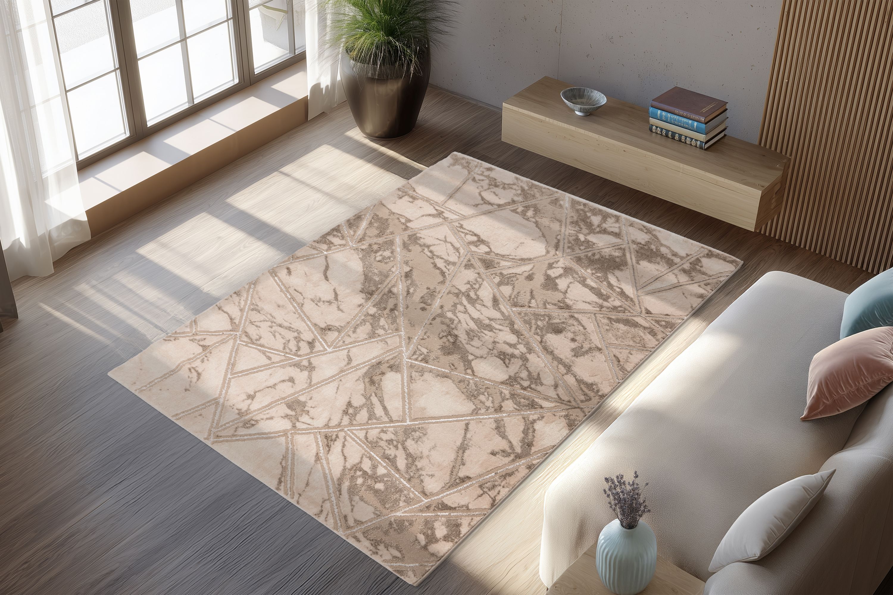 Teppich Mineral 225 Beige 80 x 150 cm
