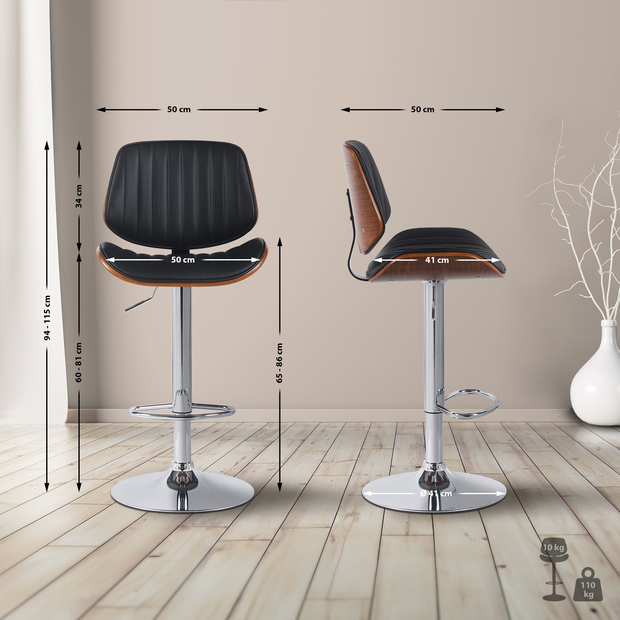 2er Set Barhocker Clawson Kunstleder chrom