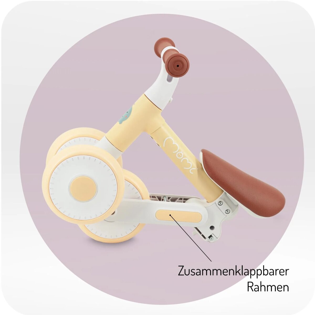 MoMi DEX – Faltbares 2-in-1 Laufrad & Dreirad ohne Pedale, leicht, werkzeuglos montierbar, verstellbarer Sitz, ab 12 Monaten, bis 20 kg – Gelb