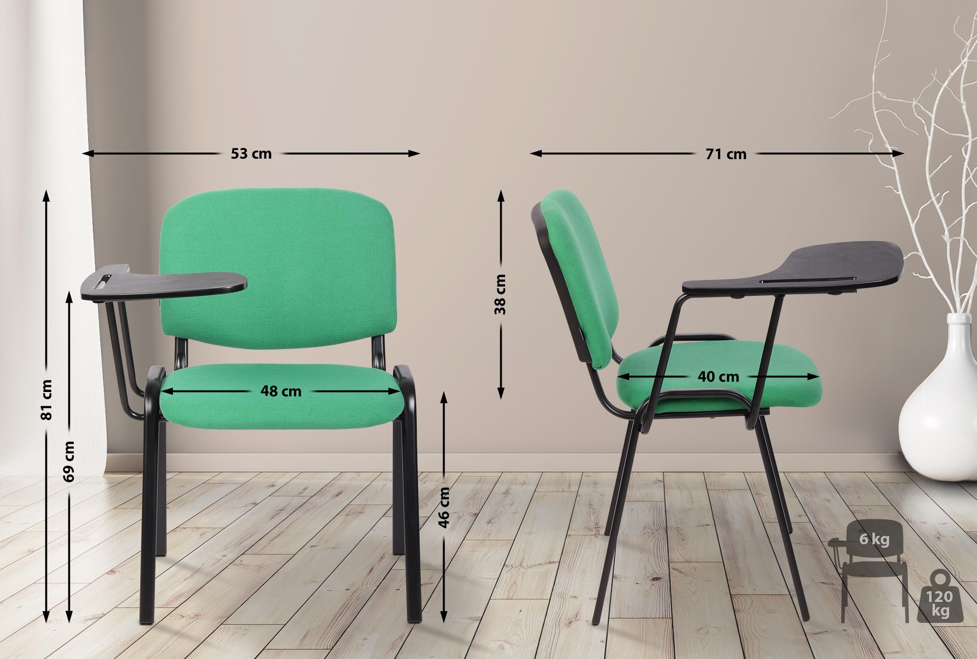 4er Set Stühle Ken mit Klapptisch Stoff
