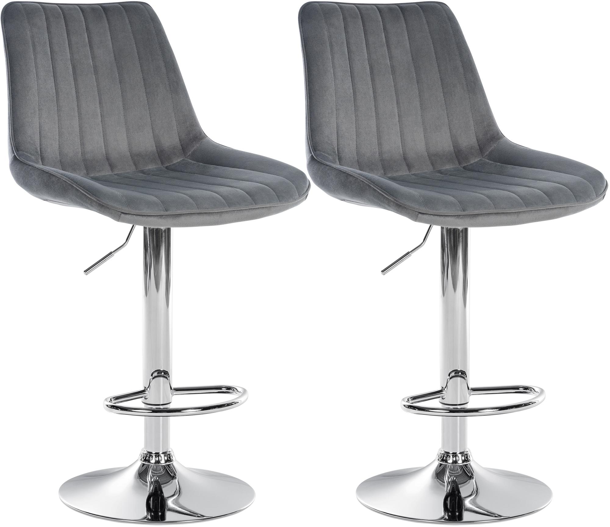 2er Set Barhocker Toni Samt chrom