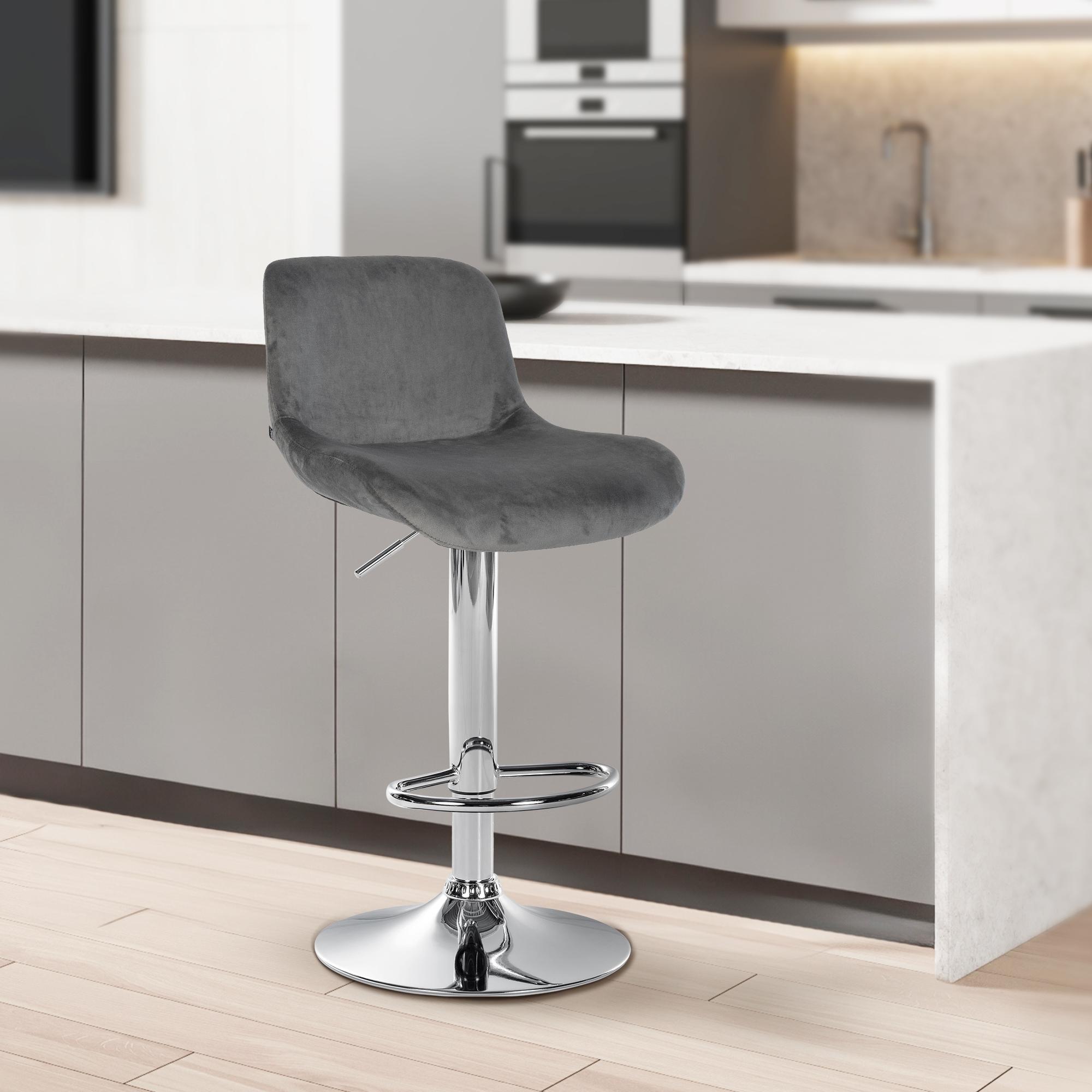 2er Set Barhocker Solon Chrom Samt