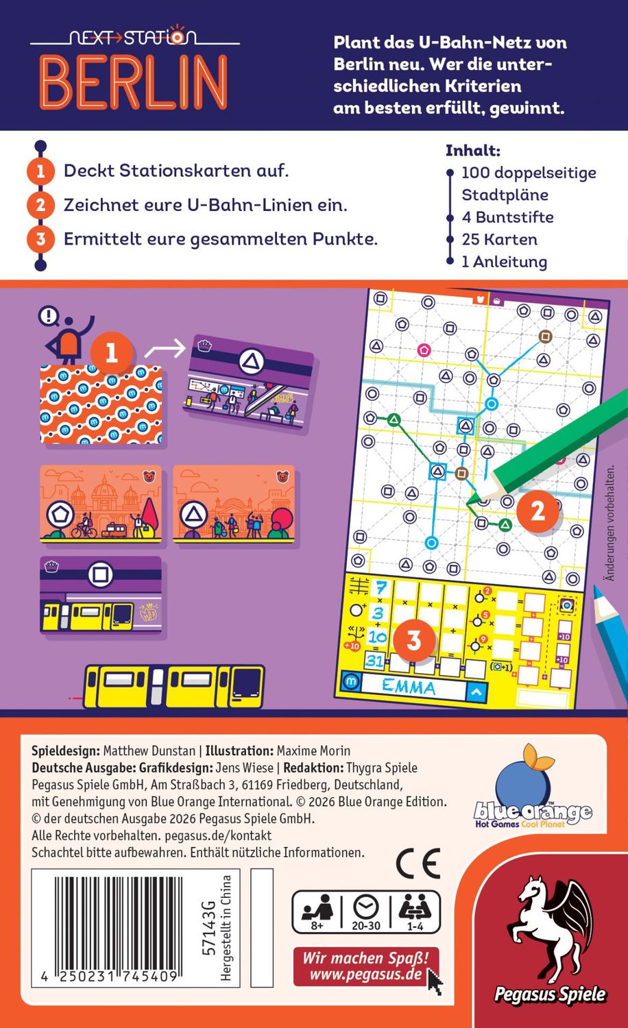 Pegasus Brettspiele & Gesellschaftsspiele Next Station Berlin – Familienspiel