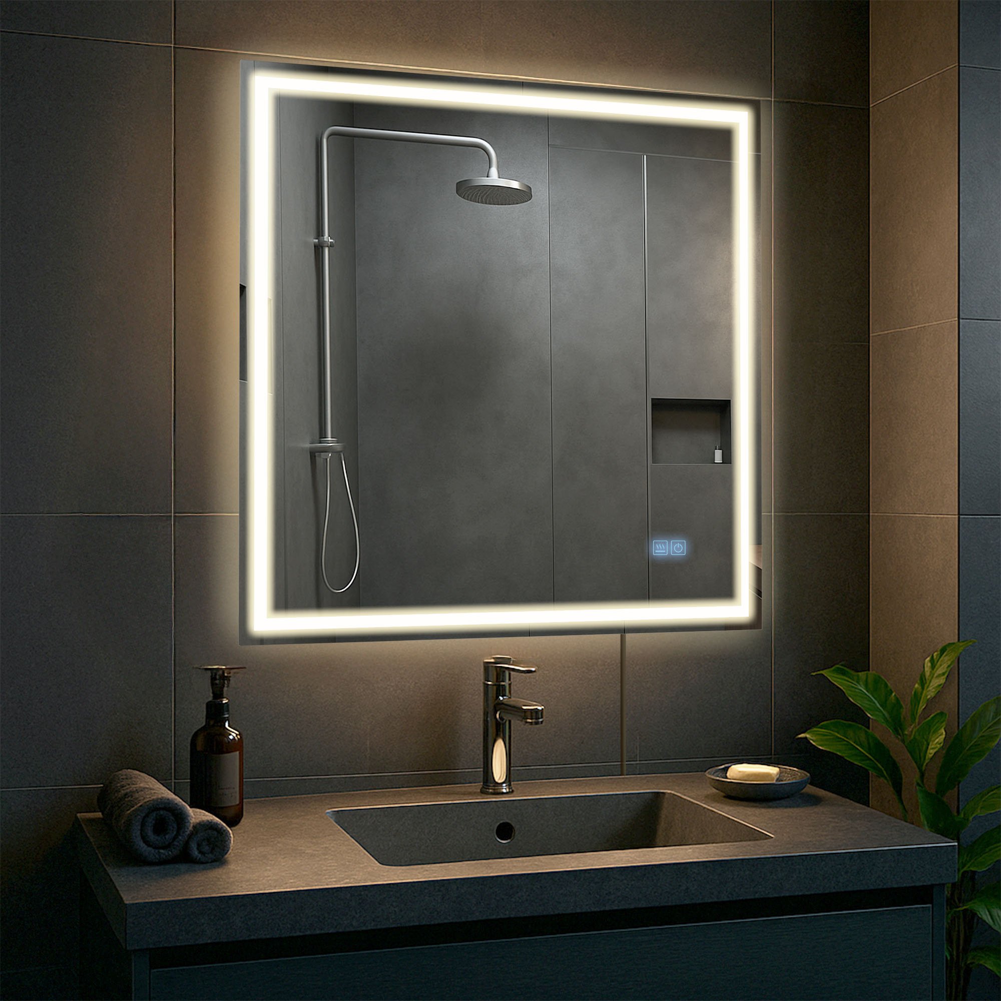 Badspiegel Jaffrey 80x80 mit Bluetooth