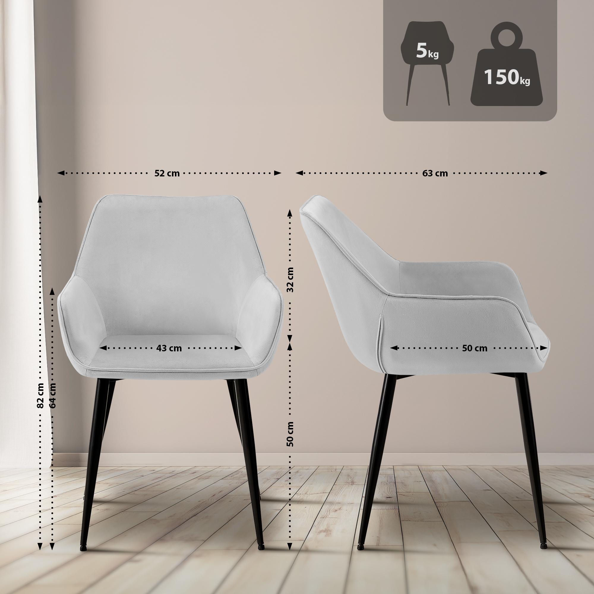 2er Set Esszimmerstuhl Vessa Samt