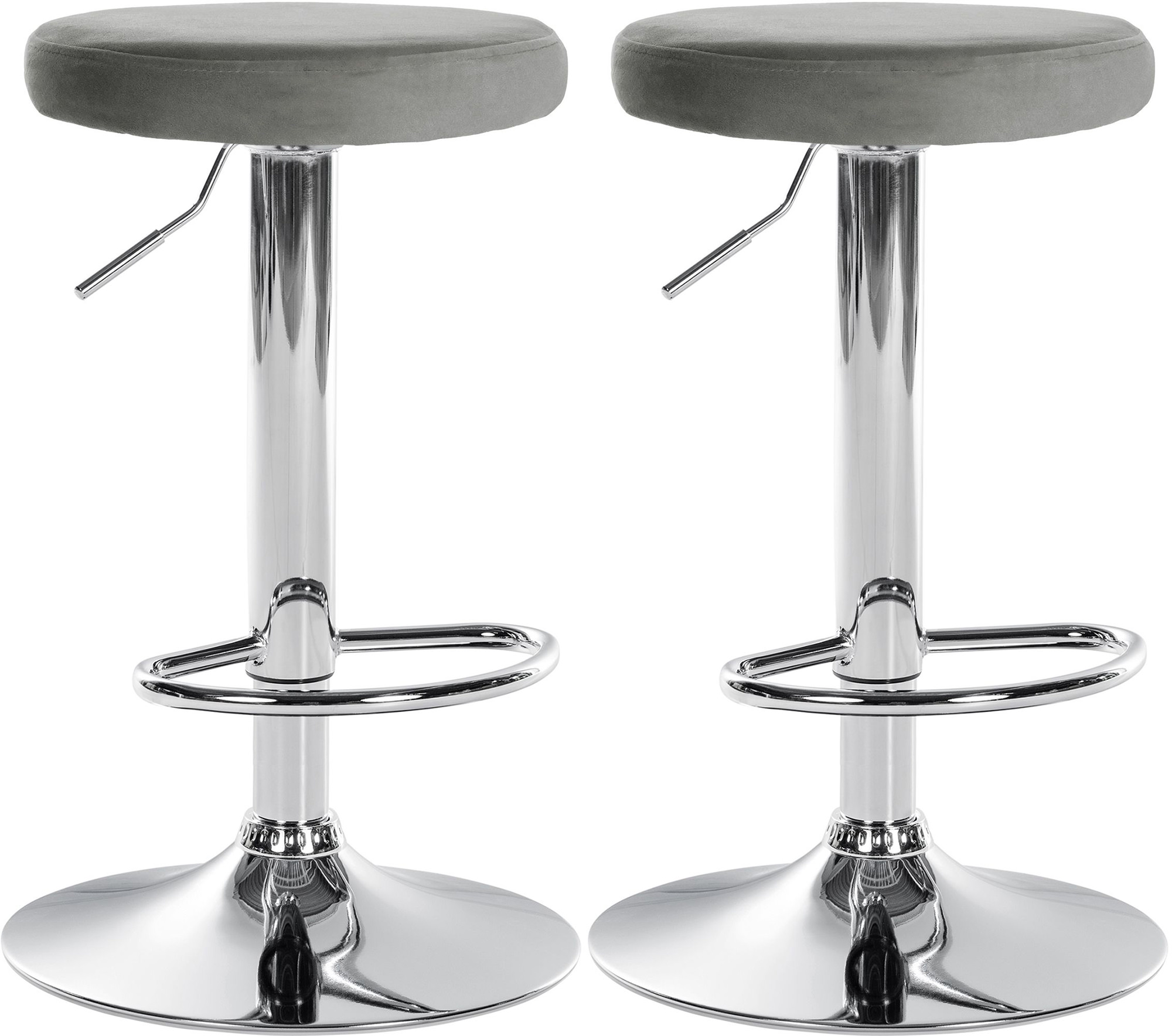 2er Set Barhocker Ponte Samt chrom