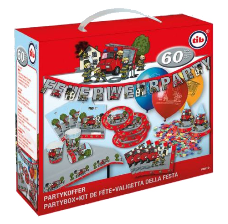 TIB Heyne Party & Deko Feuerwehr - Party-Koffer für 8 Personen