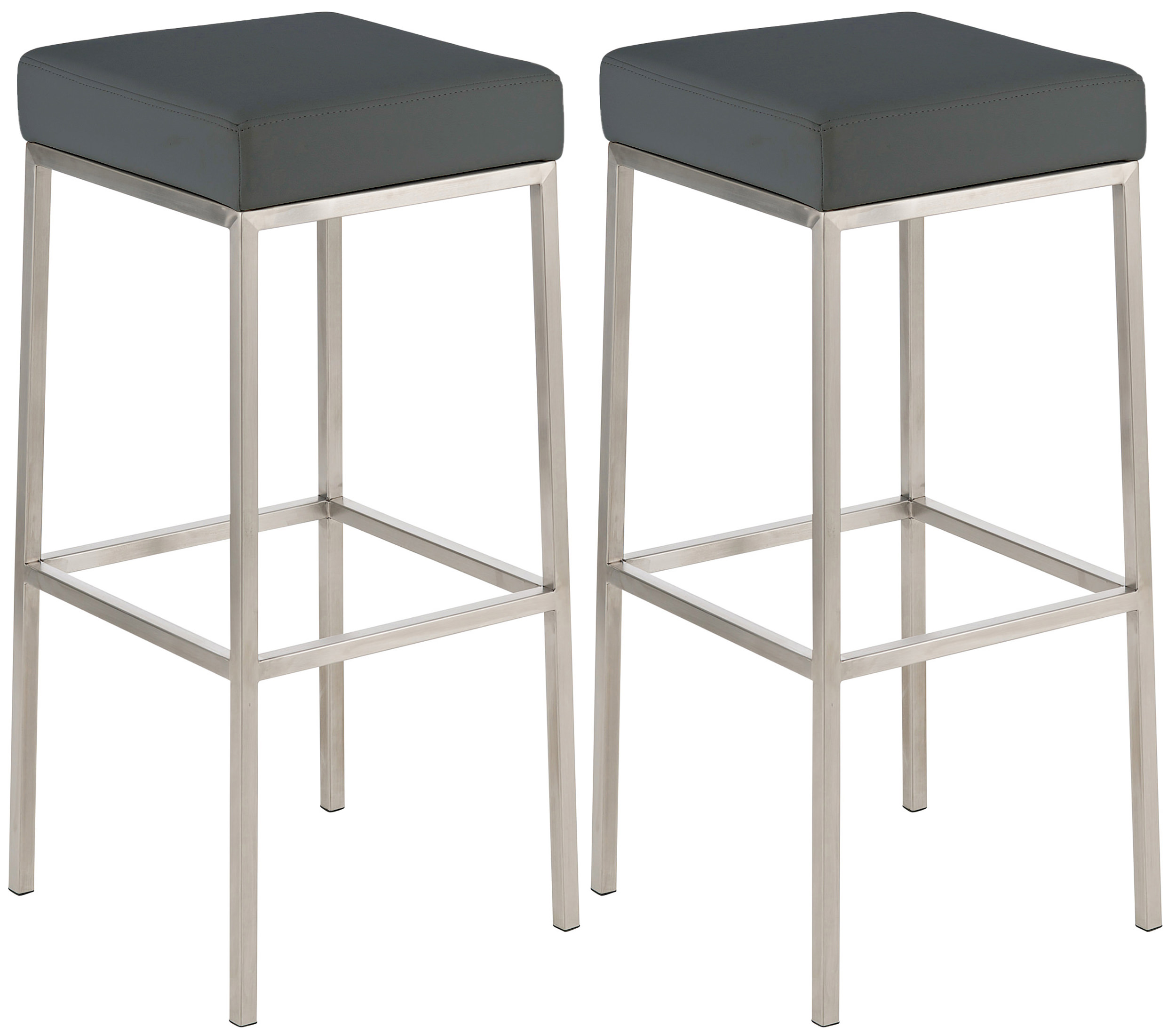 2er Set Barhocker Montreal 80 Kunstleder edelstahl