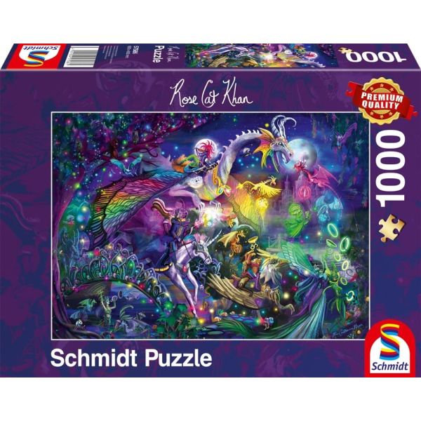 Schmidt Spiele GmbH Puzzles Sommernachtszirkus - Puzzle 1000 Teile - Rose Cat Khan