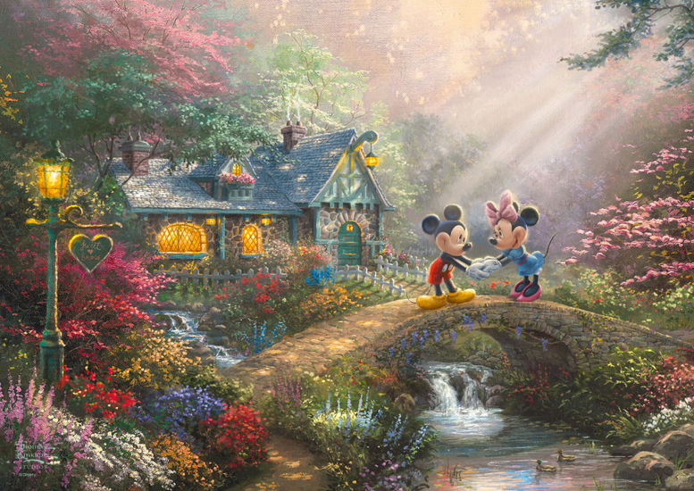 Schmidt Spiele GmbH Puzzles Thomas Kinkade - Disney, Mickey & Minnie - 500 Teile Puzzle in Nostalgiedose