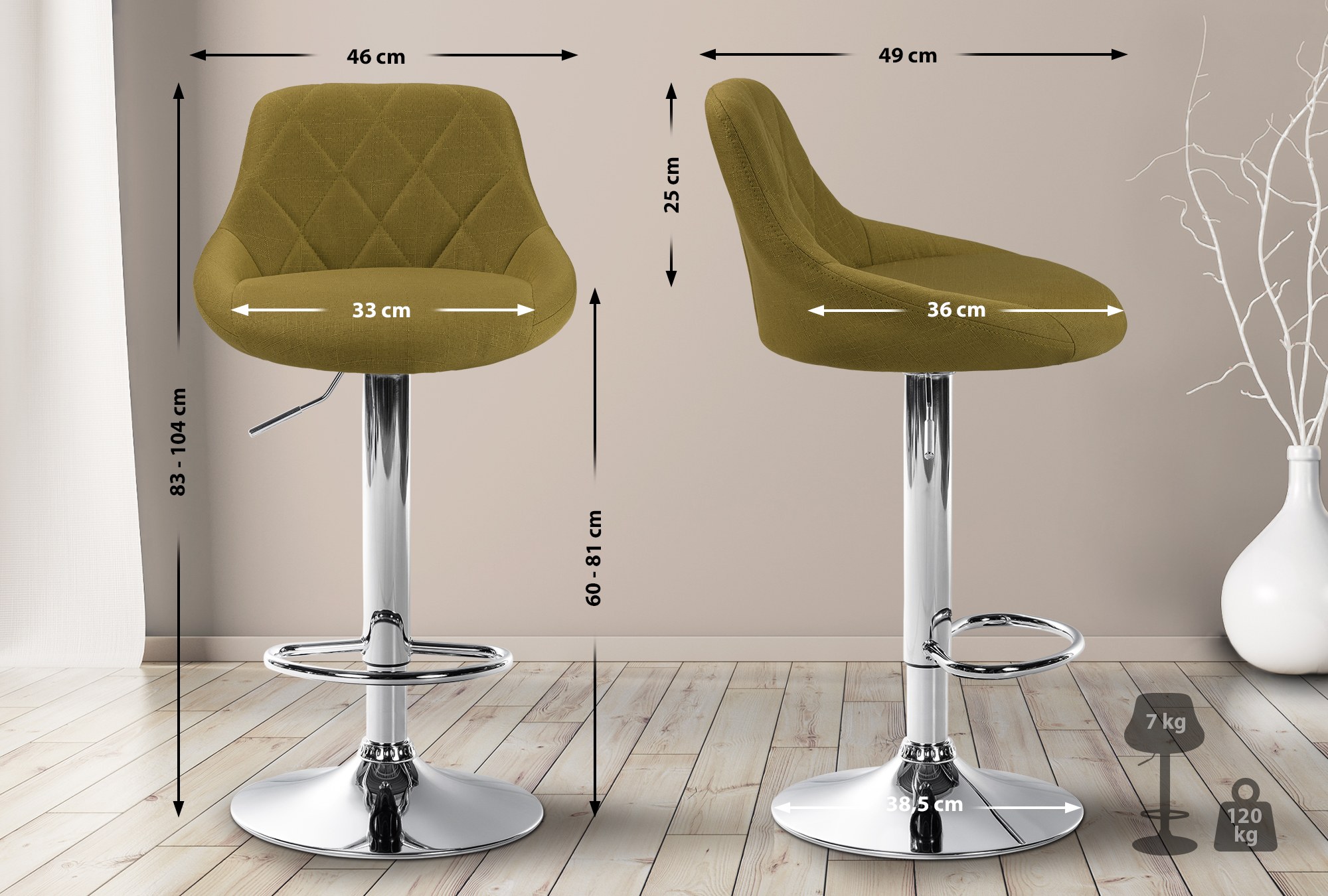 Barhocker Lazio Stoff chrom