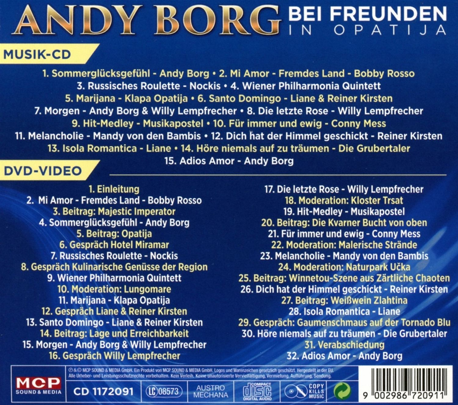 MCP Volksmusik Andy Borg bei Freunden - Opatija - Auf den Spuren von Kaiser Franz Joseph CD+DVD