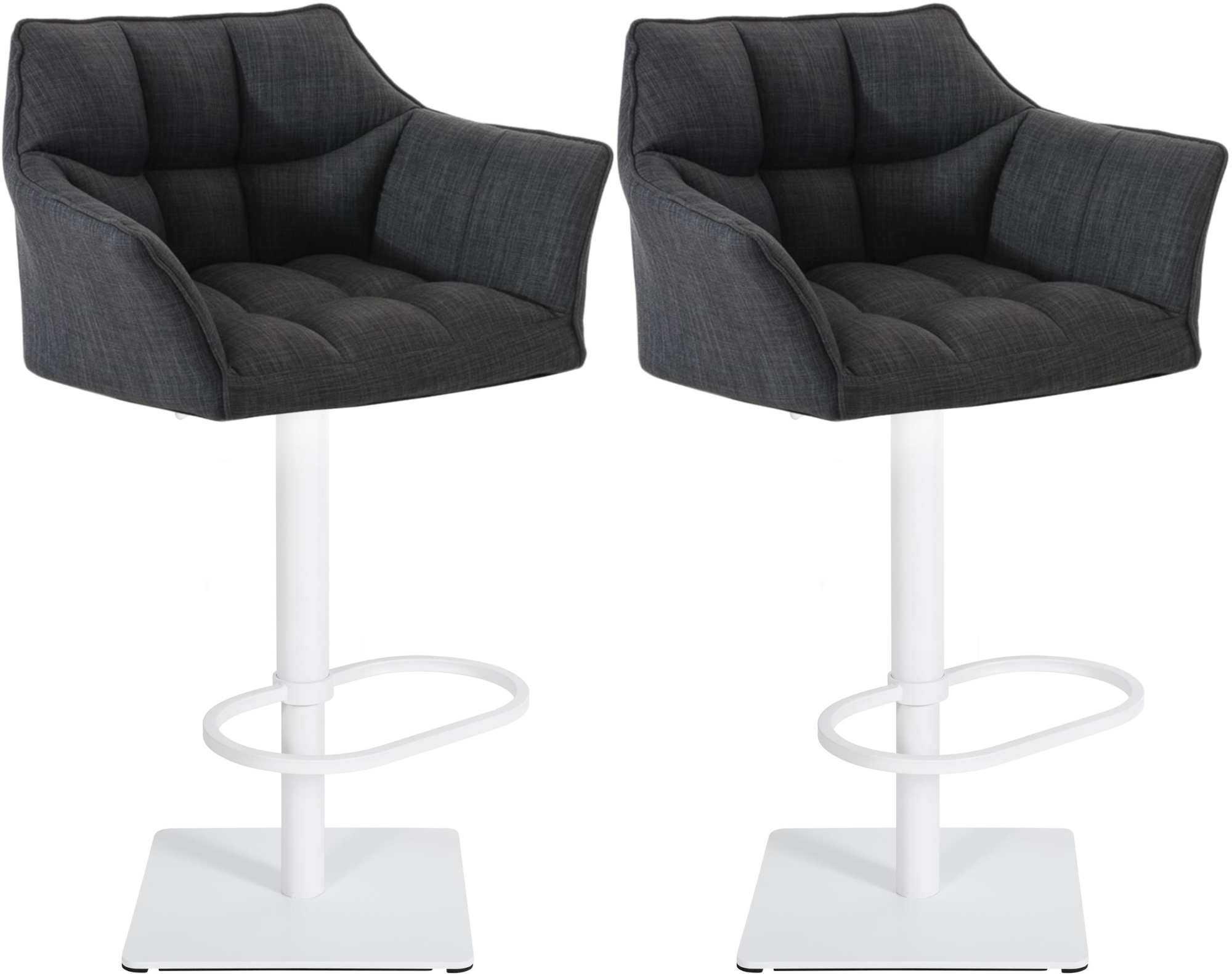 2er Set Barhocker Damaso Stoff weiß