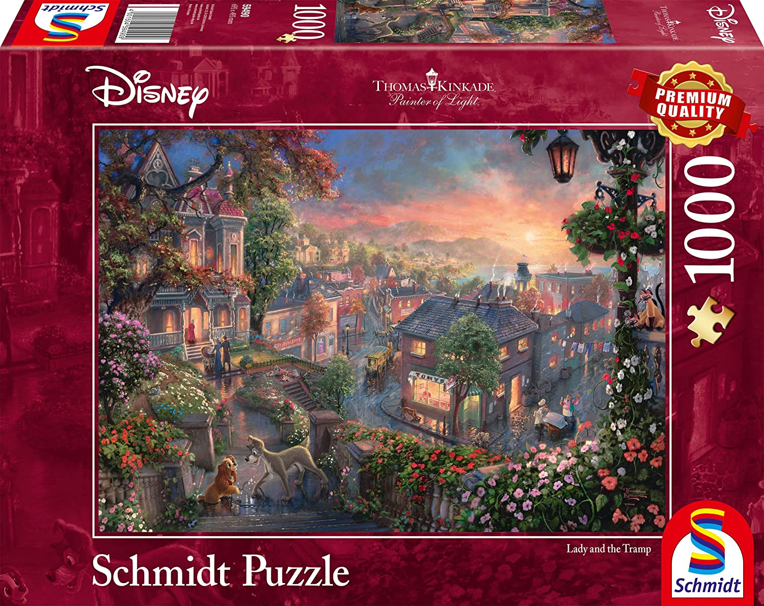 Schmidt Spiele GmbH Puzzles Disney, Susi und Strolch  - 1000 Teile Puzzle (Thomas Kinkade)