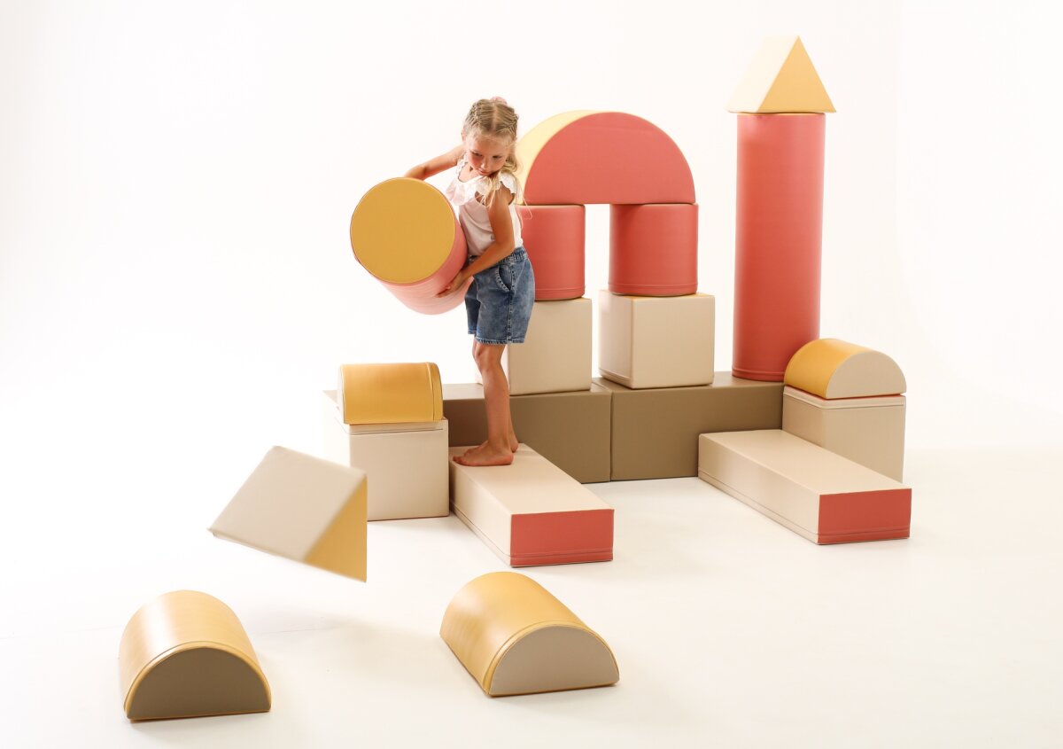 IGLU Softplay PEPI RER SIA IGLU SET 19X Fortress - Beige/Pastell-Pink/Grau/Honigfarben - Schaumstoffbaustein-Set Festung/Burg für Kinder – Ansicht 7