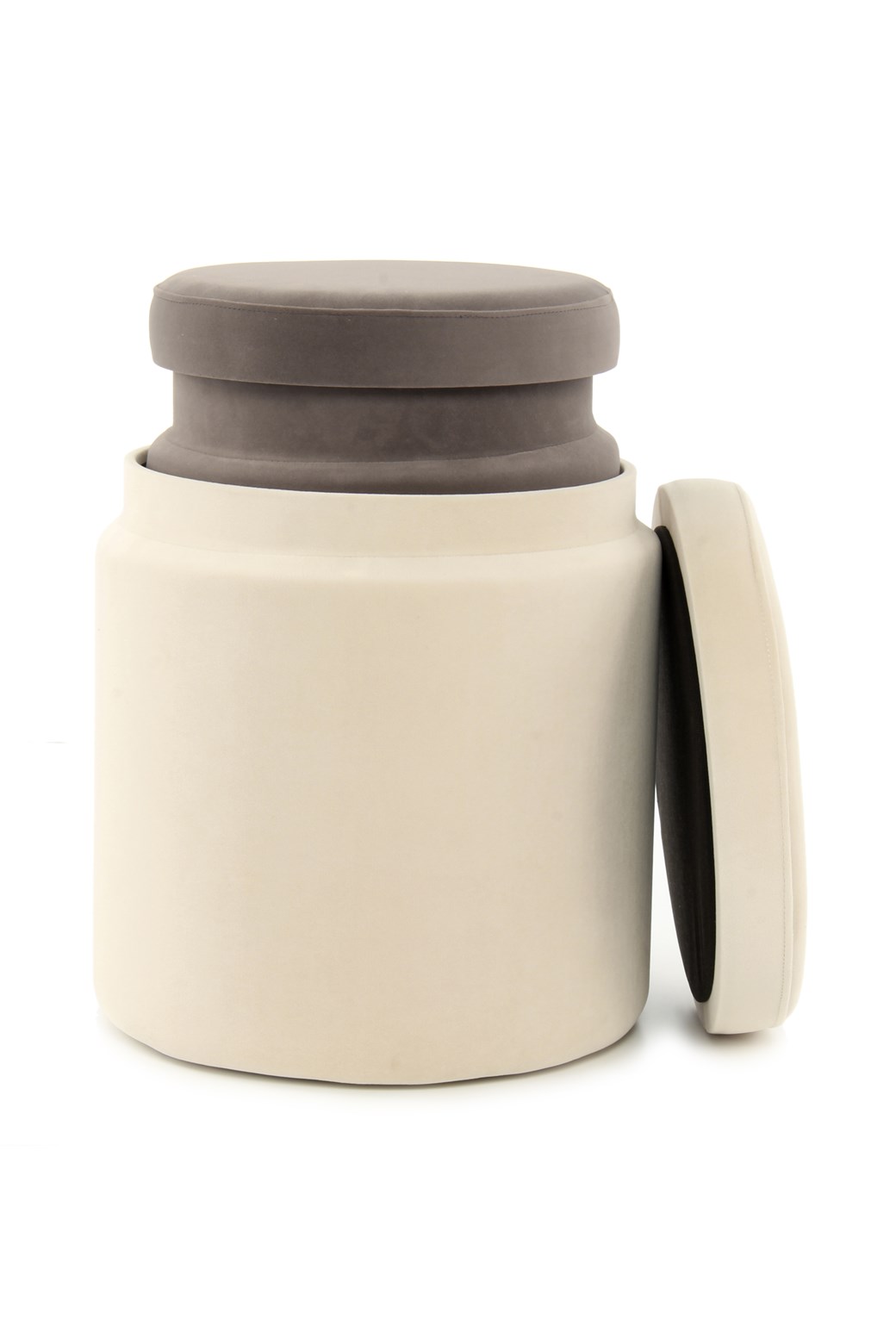 Hocker Hocker Zora 225 2er-Set Elfenbein / Taupe