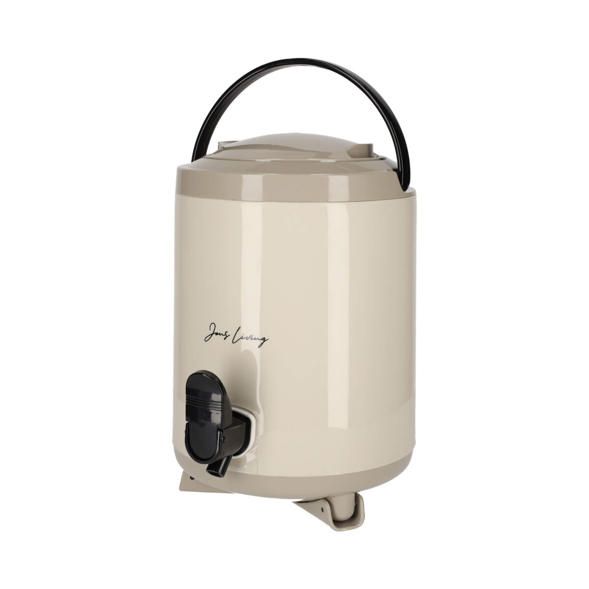 The Gift Groothandel BV JENS Living Saftspender Set mit 4 Bechern & Ständer | 4L Getränkespender für Party, Garten & Buffet | Robuste Glaskaraffe / Wasserspender in Taupe – Ansicht 8