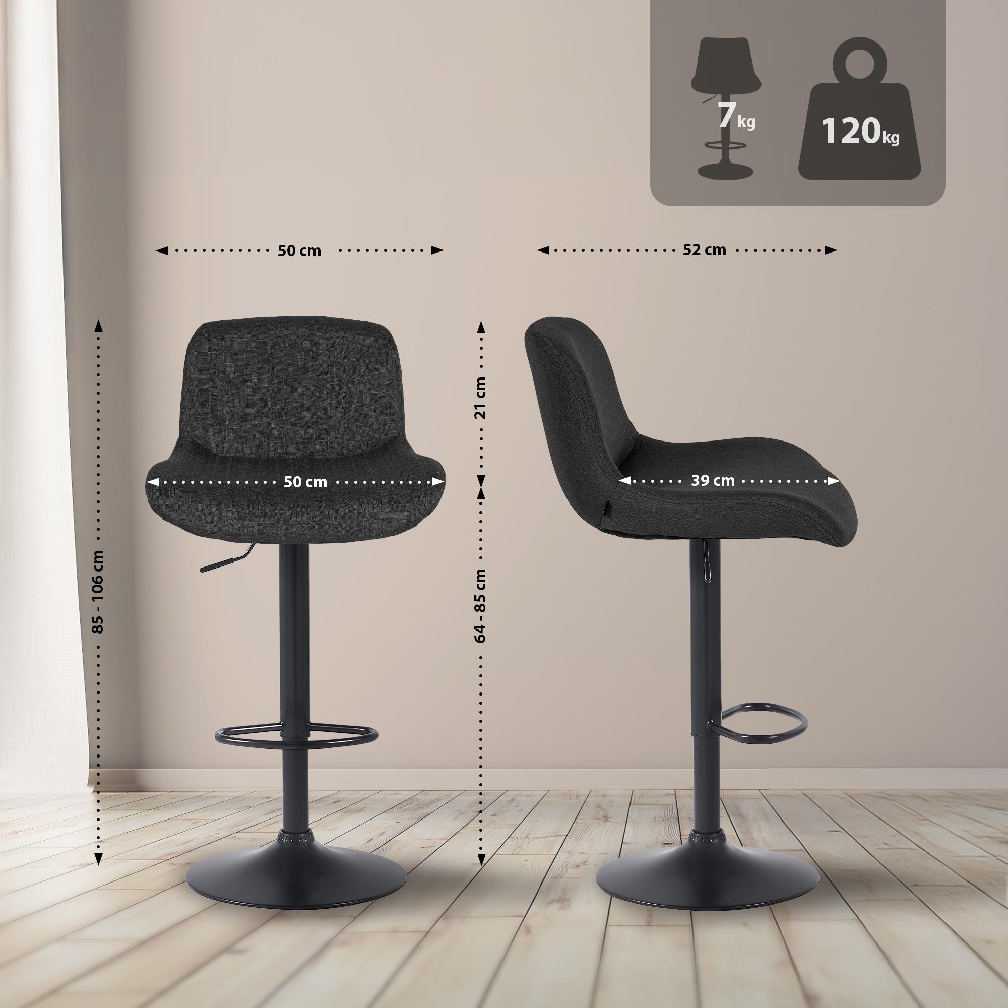 Barhocker Solon Schwarz Stoff