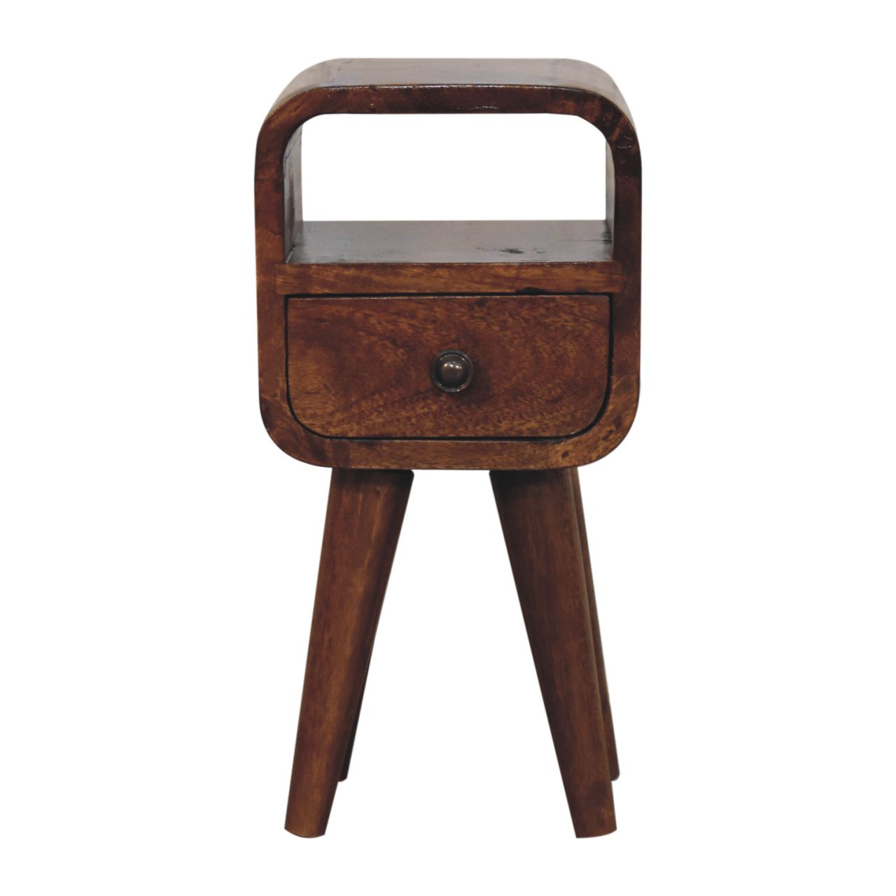 Extra Mini Chestnut Curve Nachttisch mit offenem Fach