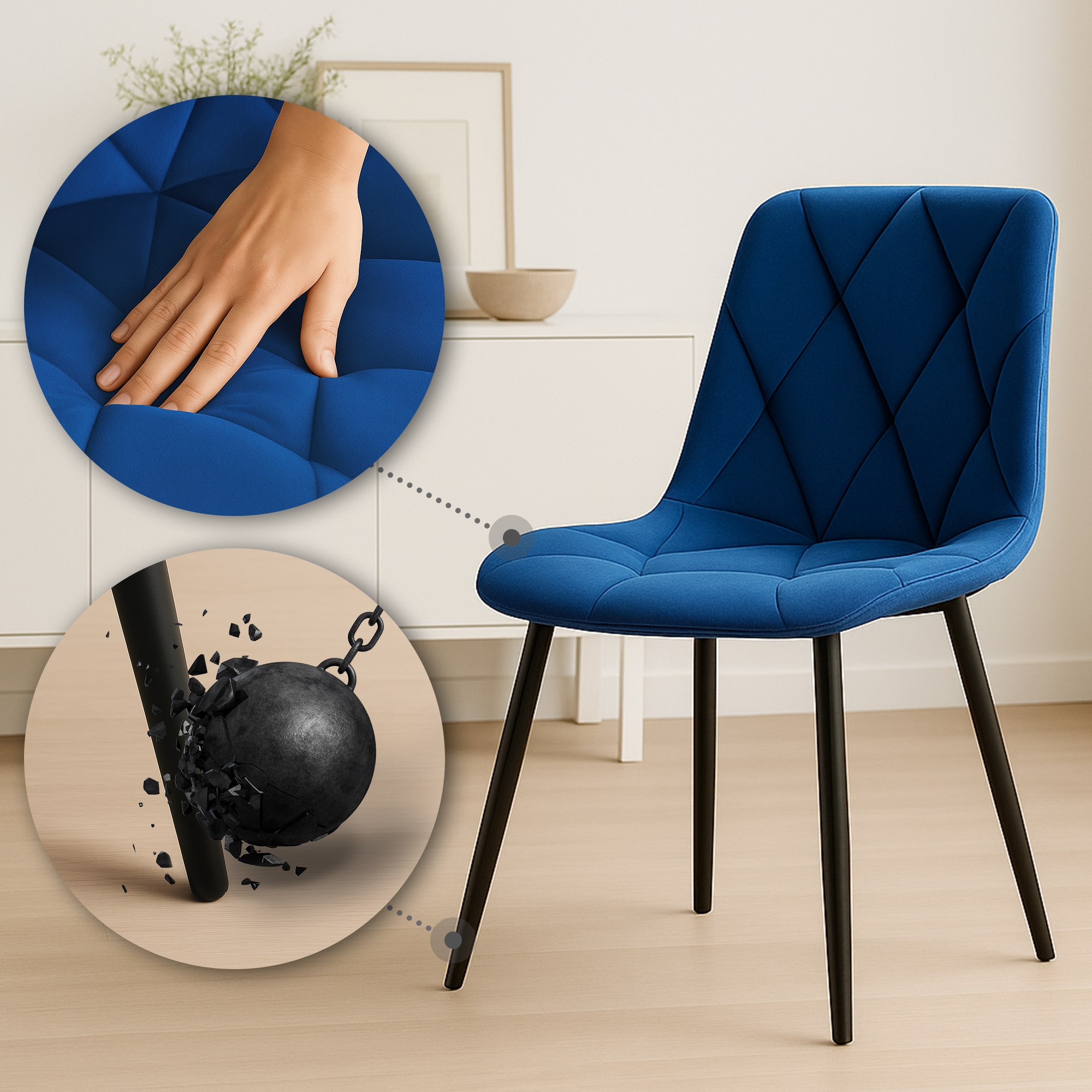 2er Set Esszimmerstuhl Clairton Samt
