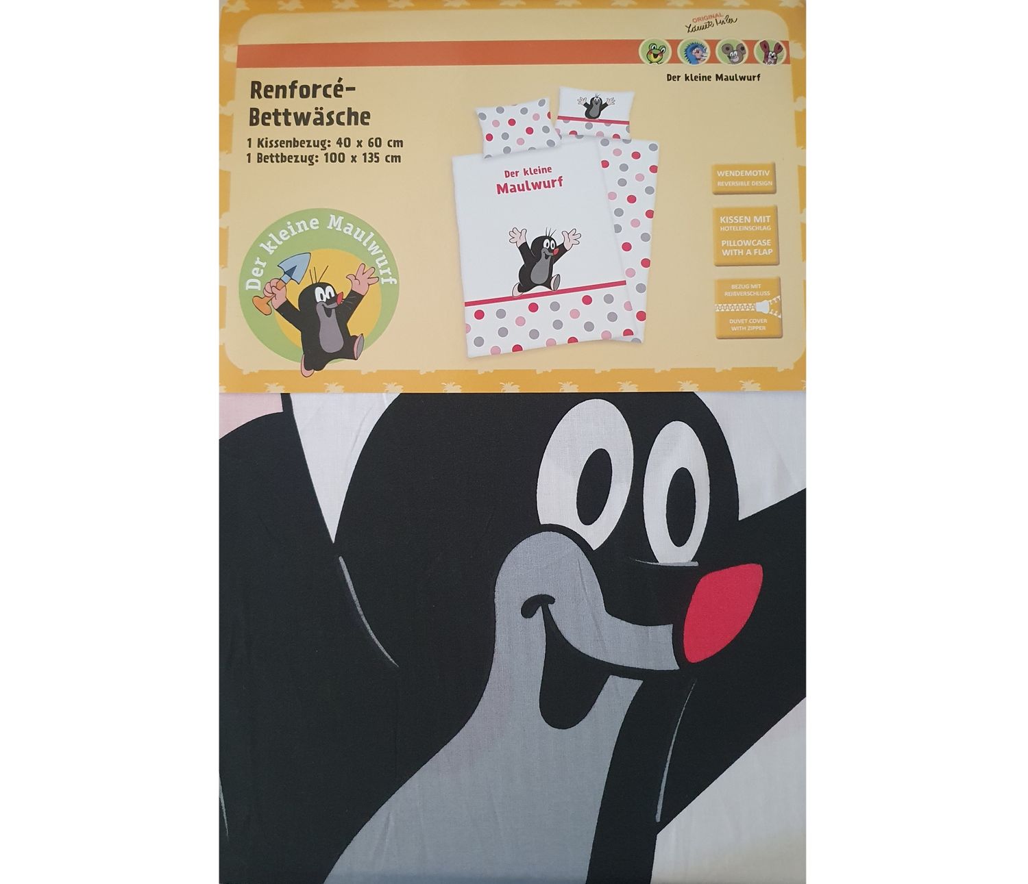Herding Textilien Der kleine Maulwurf - Wendebettwäsche - 40 x 60 / 135 x 100 cm