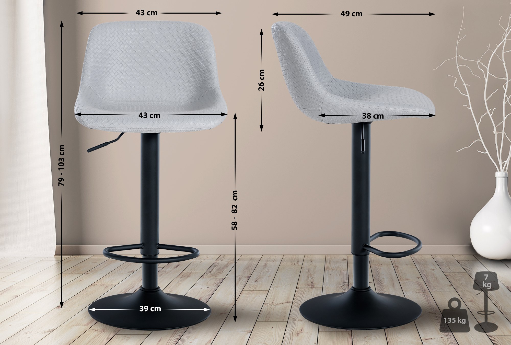 2er Set Barhocker Loft Kunstleder