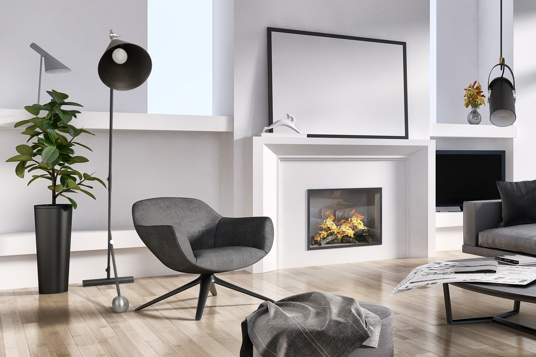 Leuchten Stehlampe Celeste 225 Schwarz / Silber