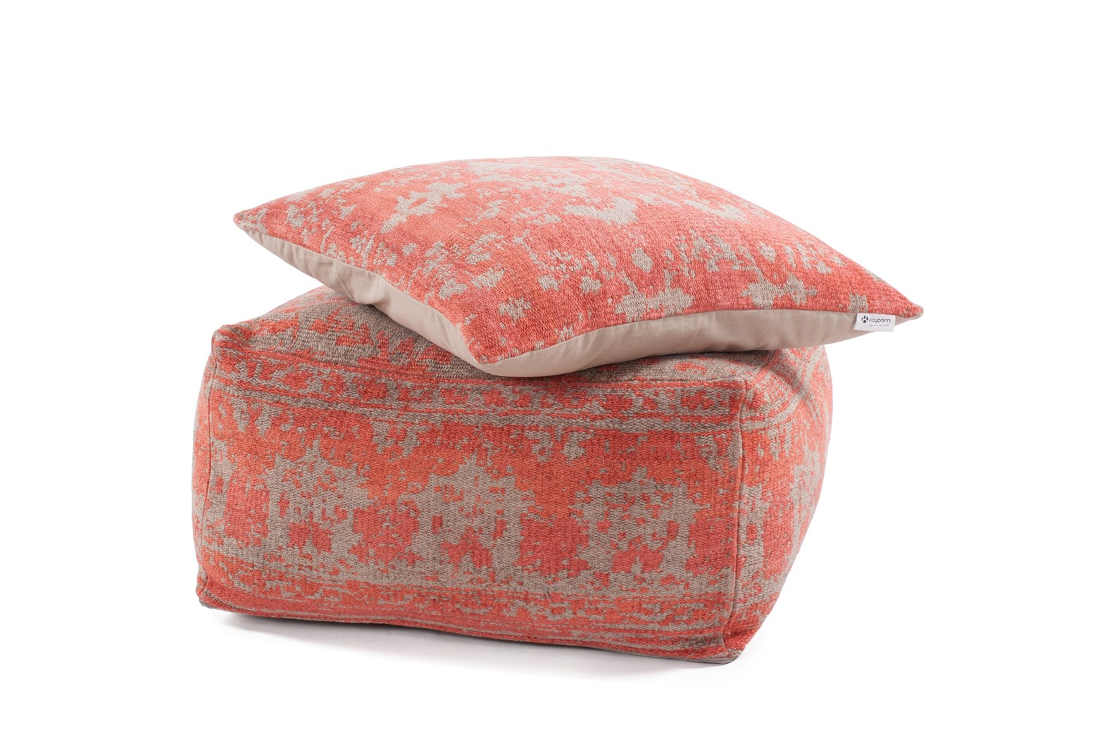 Pouf Paramount Pouf & Cushion Set 310 Rot / Taupe 80cm x 80cm