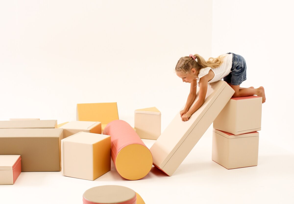 IGLU Softplay PEPI RER SIA IGLU SET 19X Fortress - Beige/Pastell-Pink/Grau/Honigfarben - Schaumstoffbaustein-Set Festung/Burg für Kinder – Ansicht 21