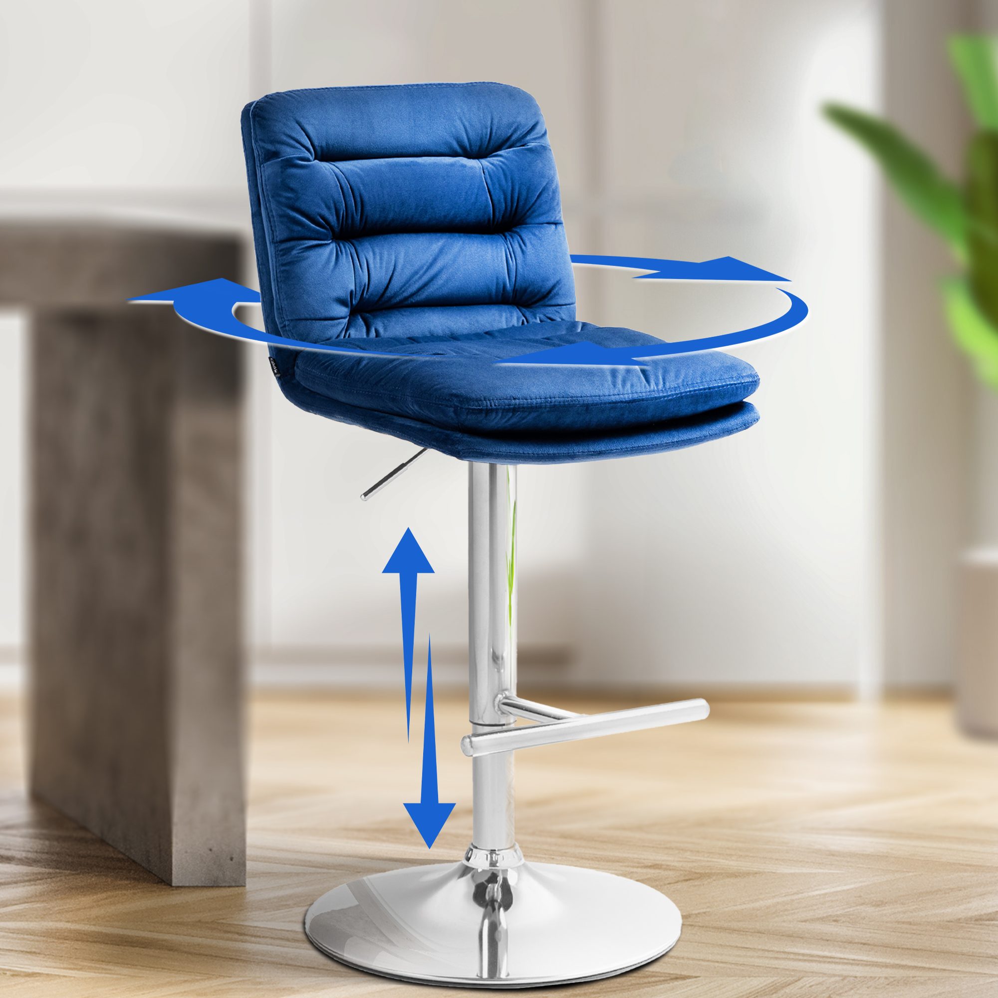 Barhocker Damar Samt chrom
