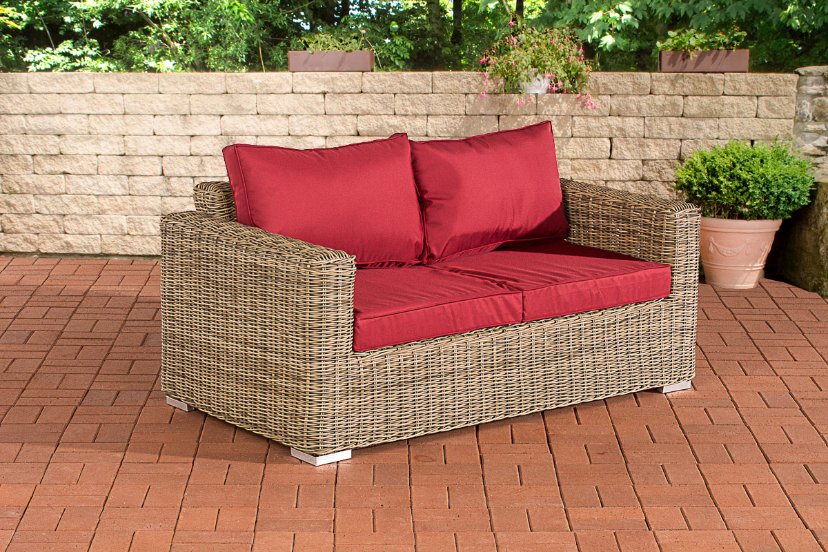 2er-Sofa Bilbao / Madeira Rubinrot