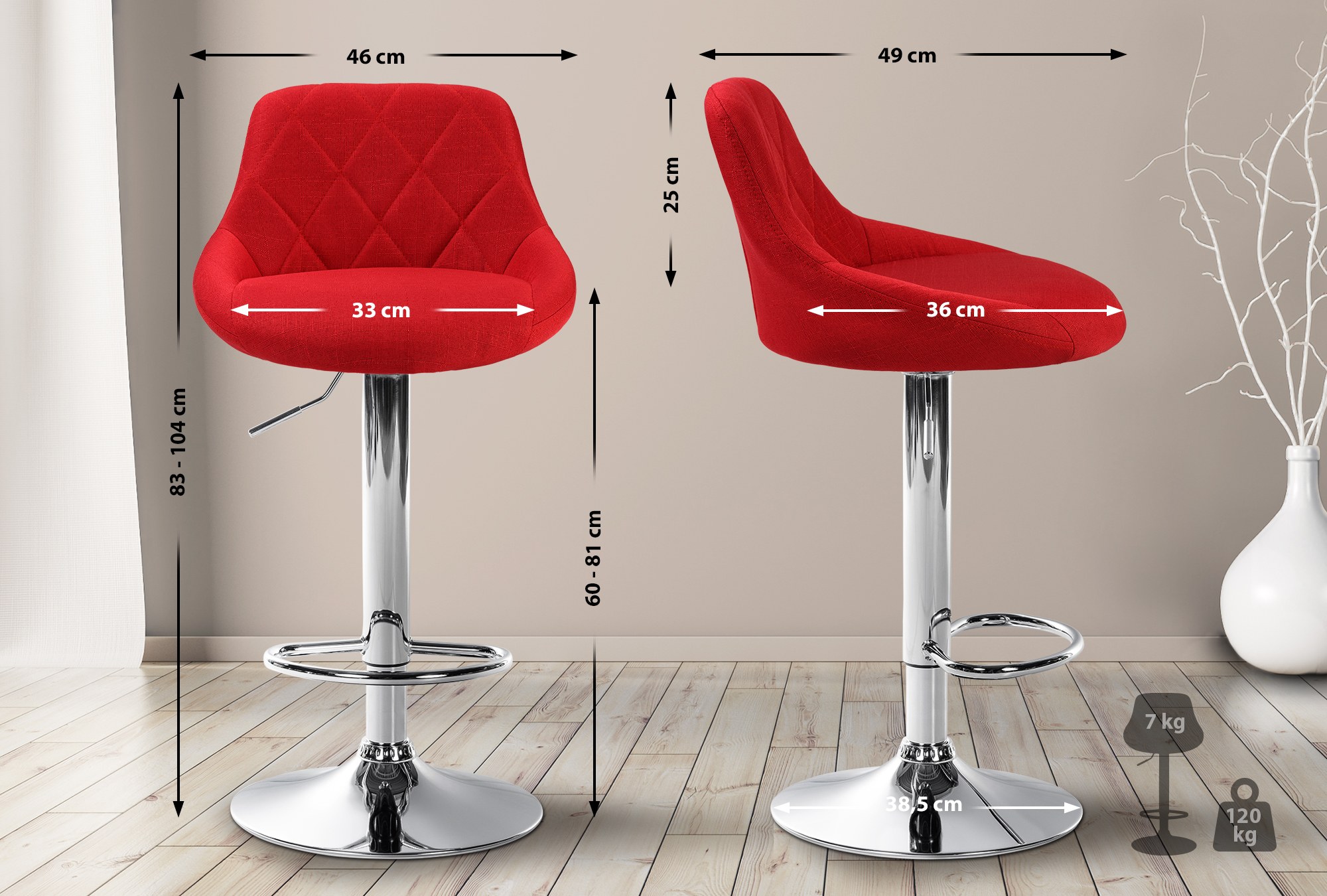 Barhocker Lazio Stoff chrom