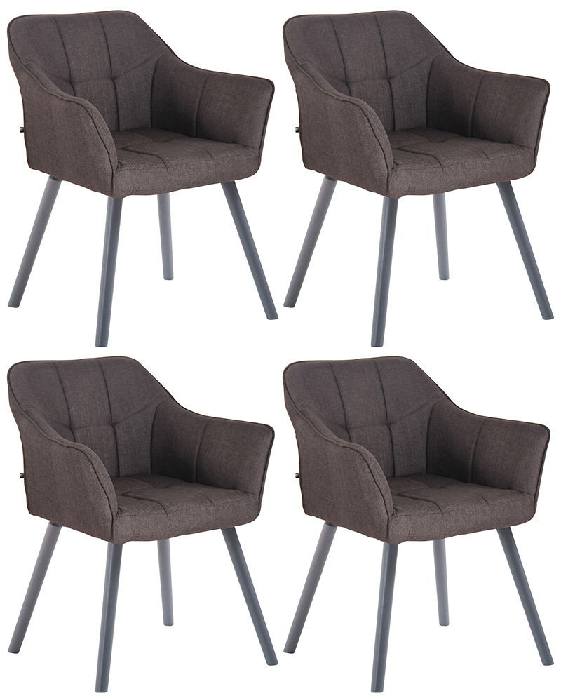 4er Set Esszimmerstuhl Falun Stoff grau