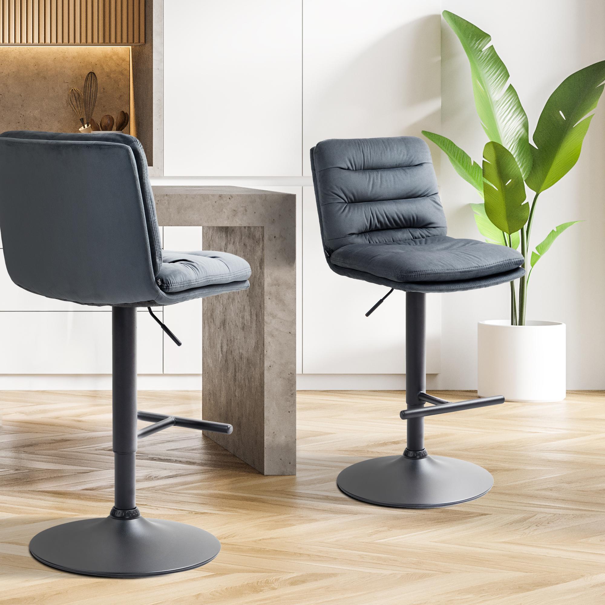 2er Set Barhocker Damar Samt schwarz