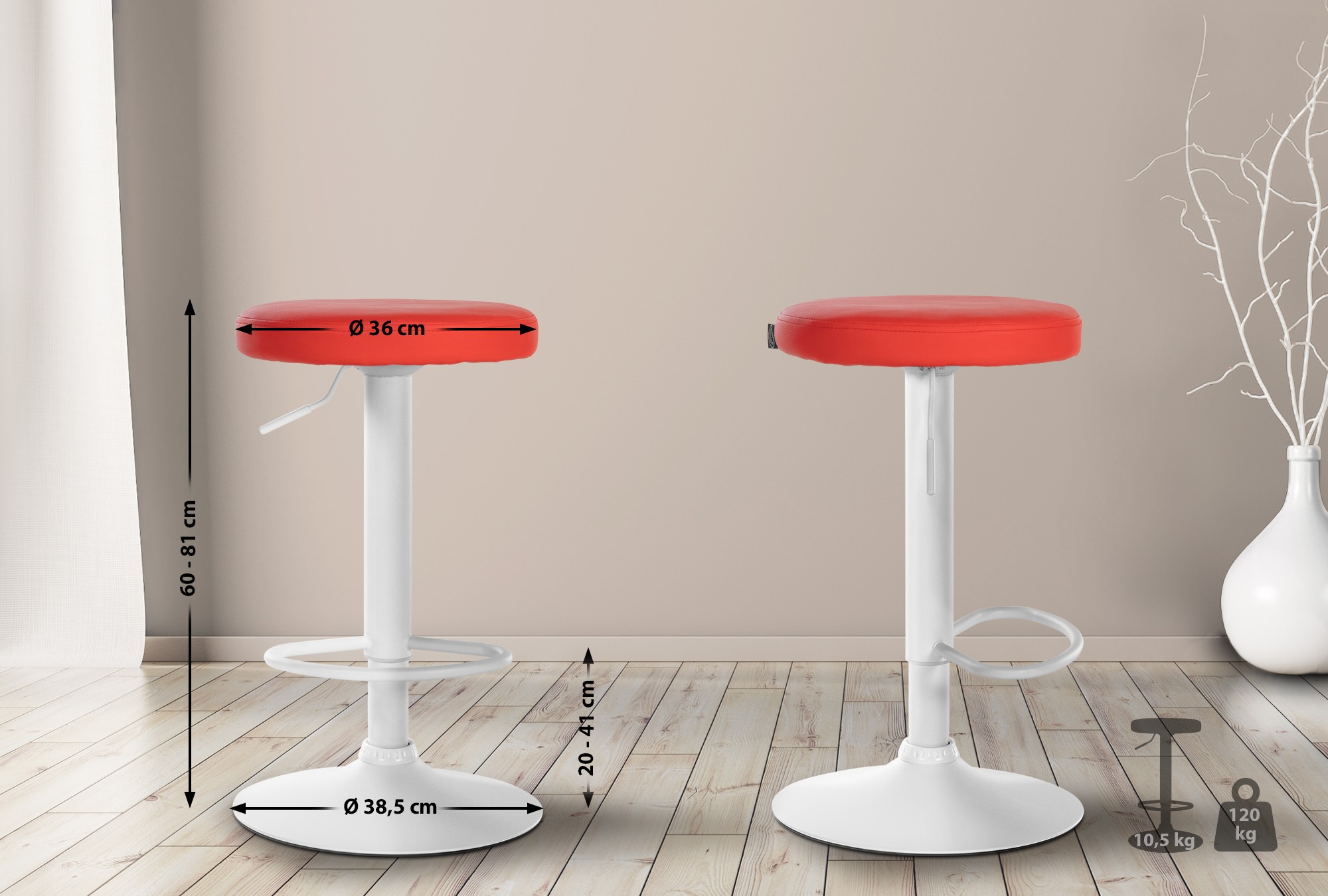 2er Set Barhocker Ponte Kunstleder weiß