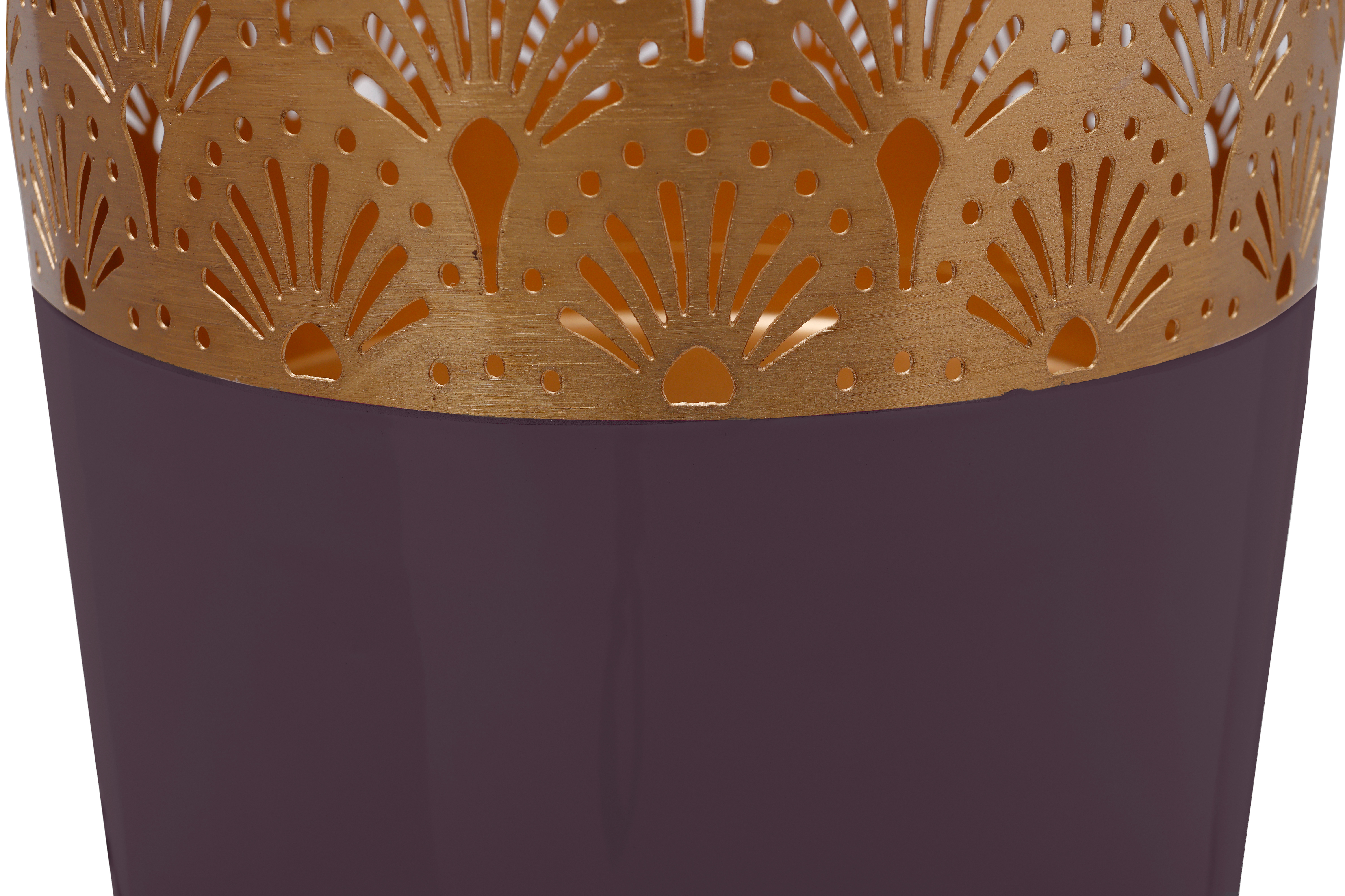 Art-Deco-Metallvase Dunkellila / Gold