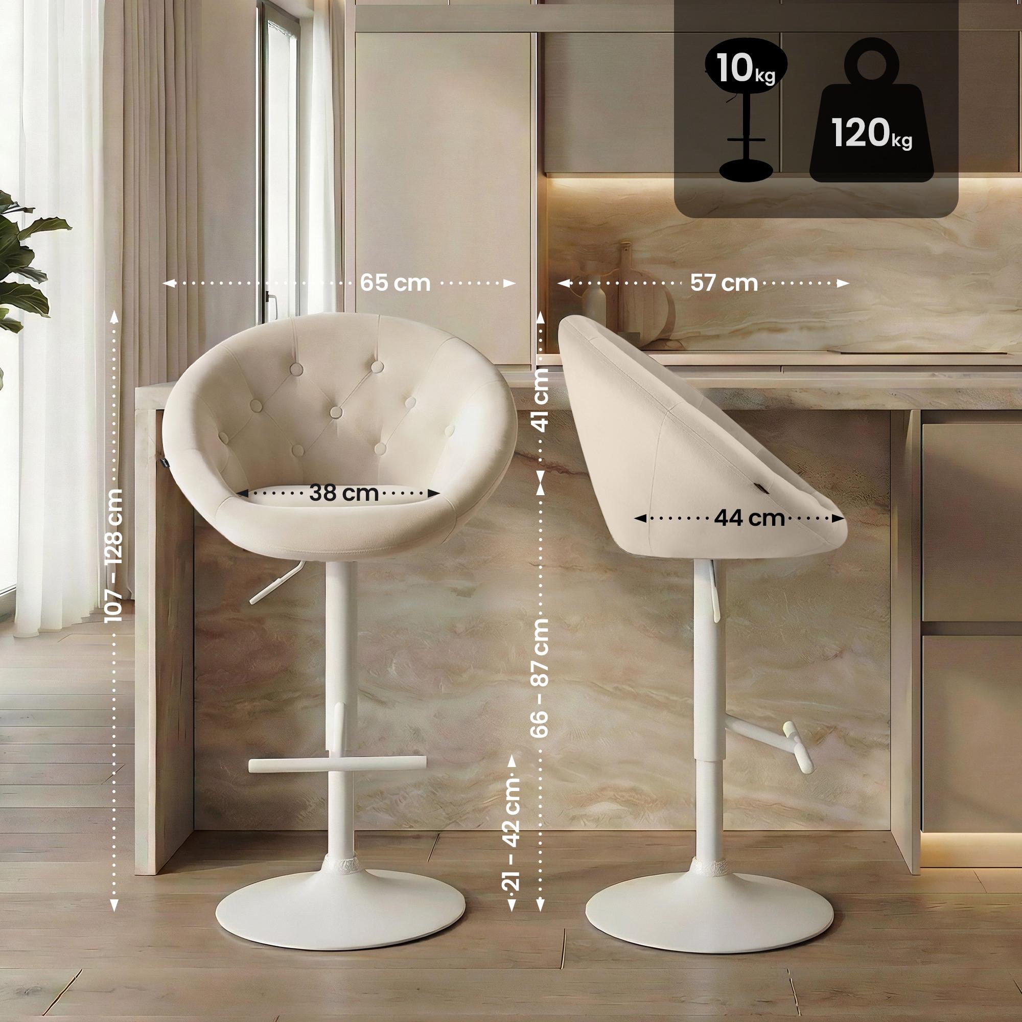Barhocker London Samt weiß