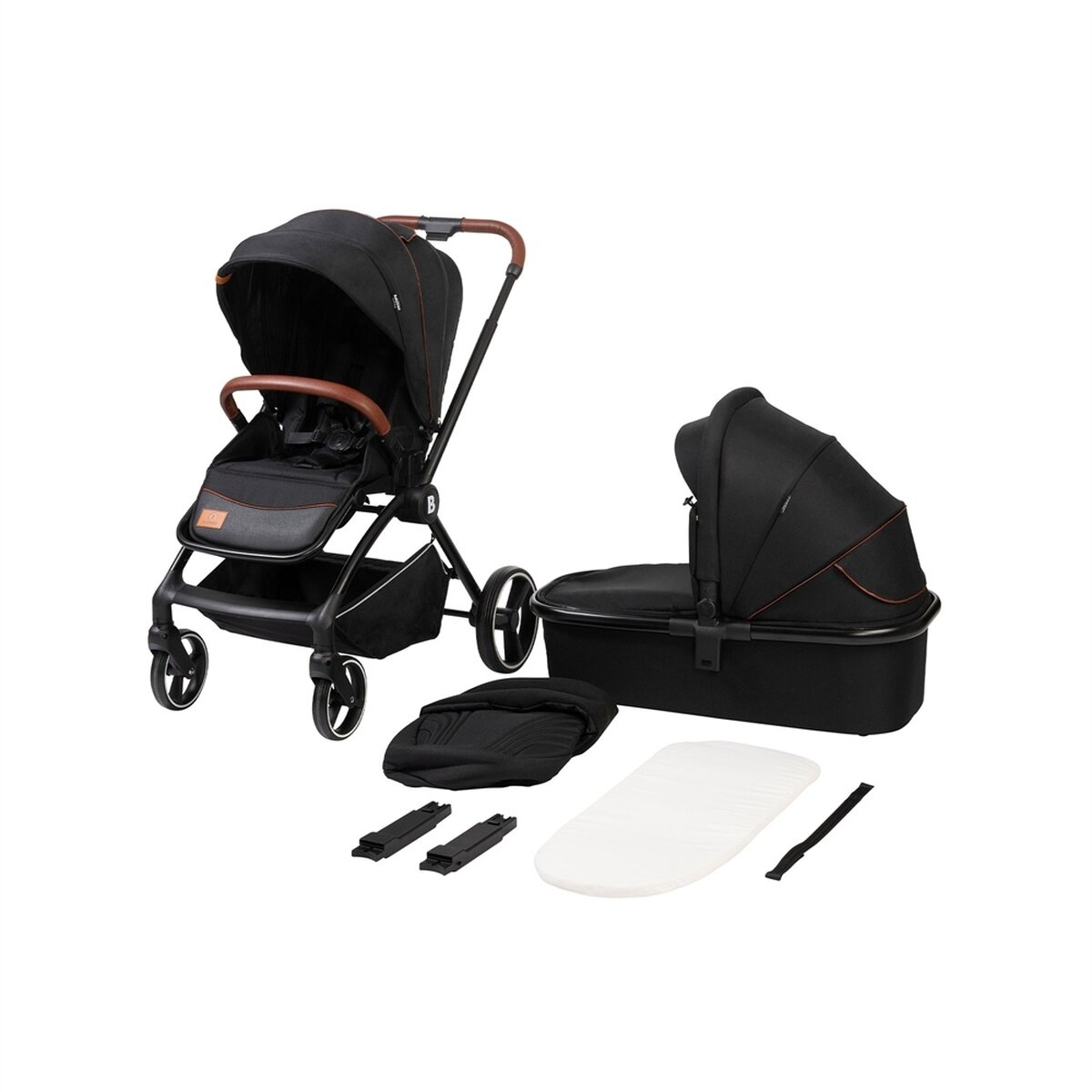 BabyTrold Alex 2in1 Kinderwagen Night mit Babywanne, Sportsitz und Fußsack