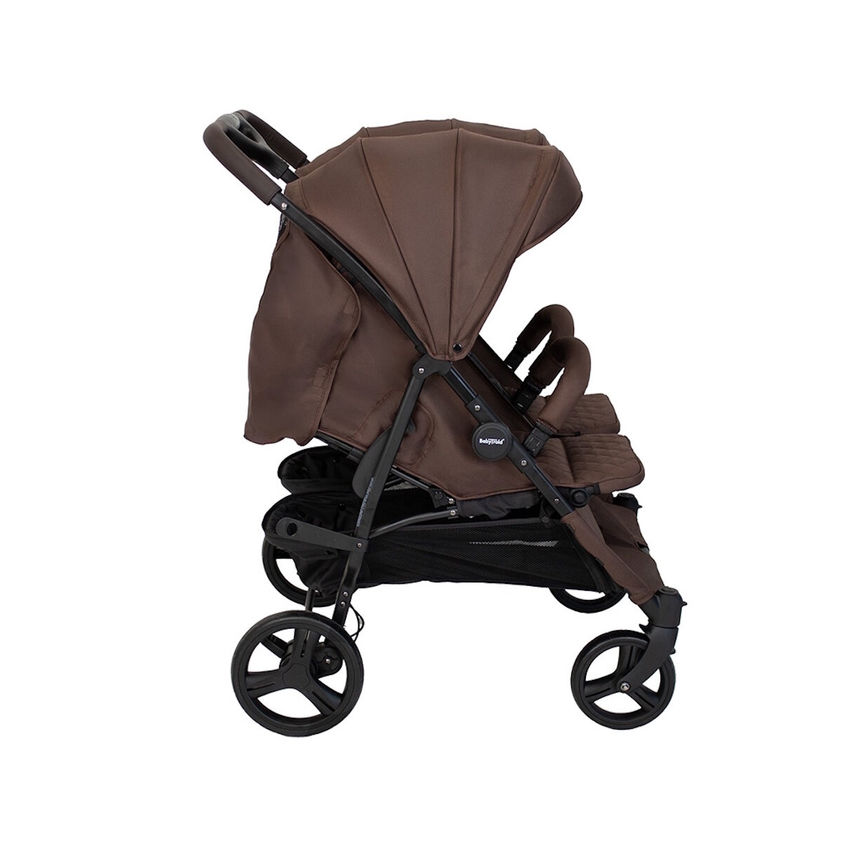 BabyTrold OS2 Zwillingsbuggy Chocolate, verstellbar, pannensichere Räder