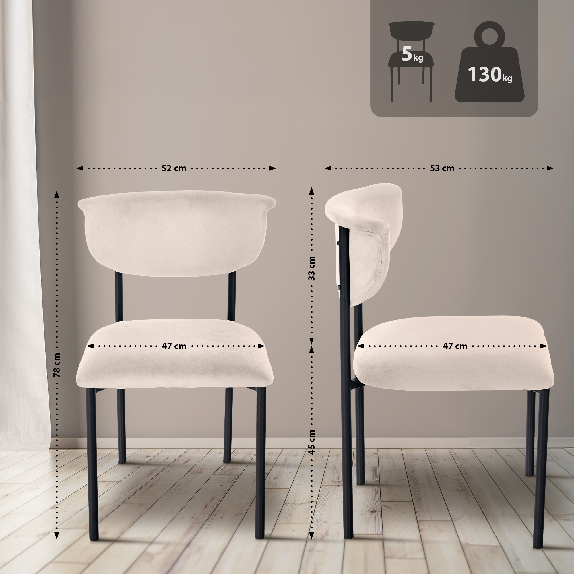 2er Set Besucherstuhl Gambell Samt