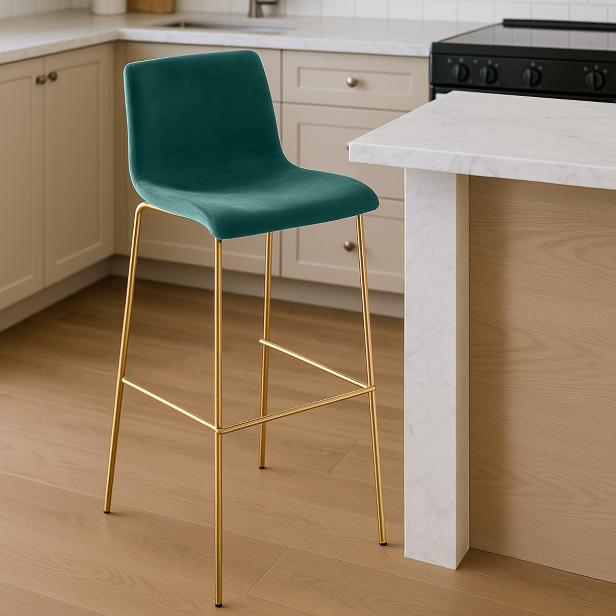 Barhocker Hoover Samt 4-Fuß Gold