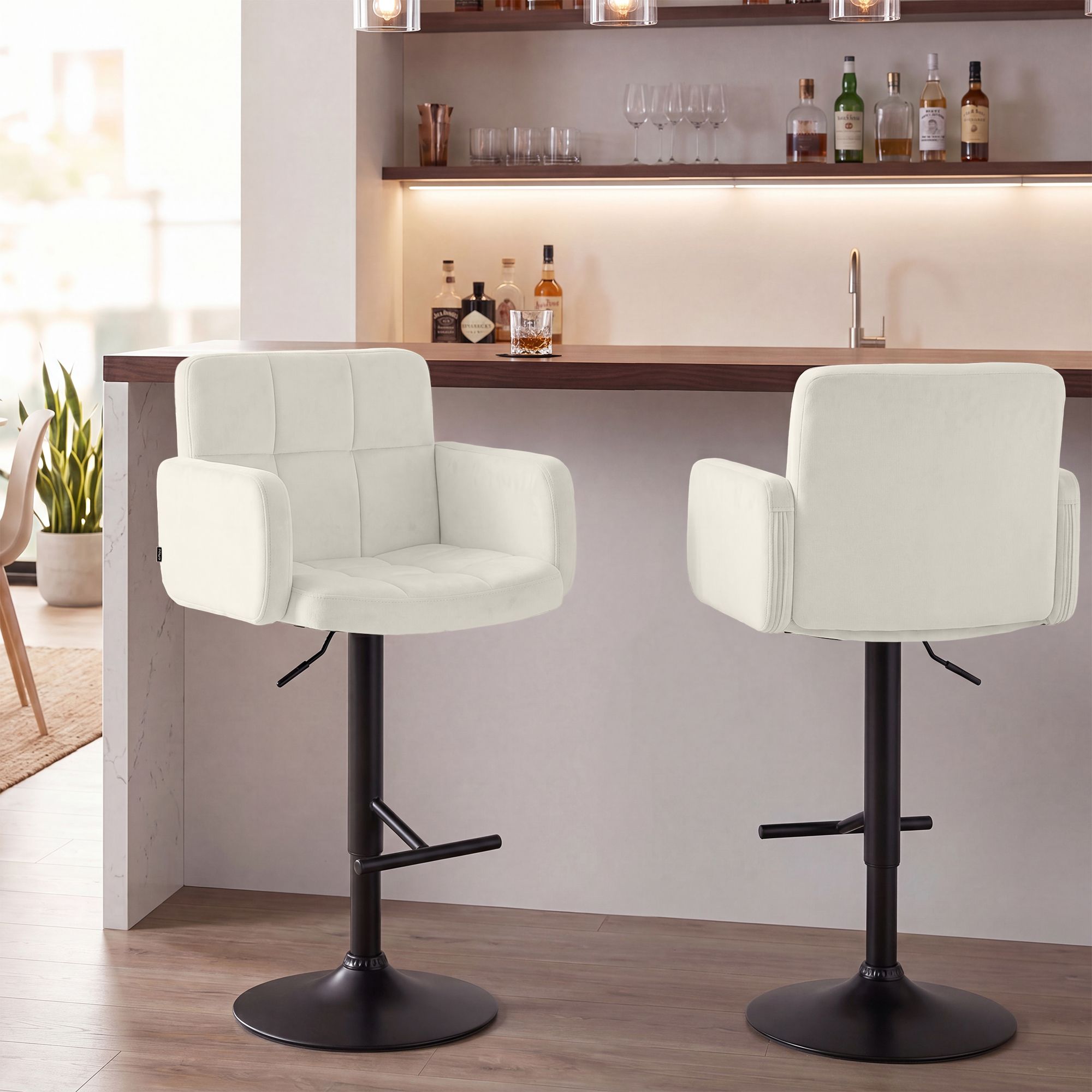 Barhocker Los Angeles Samt schwarz